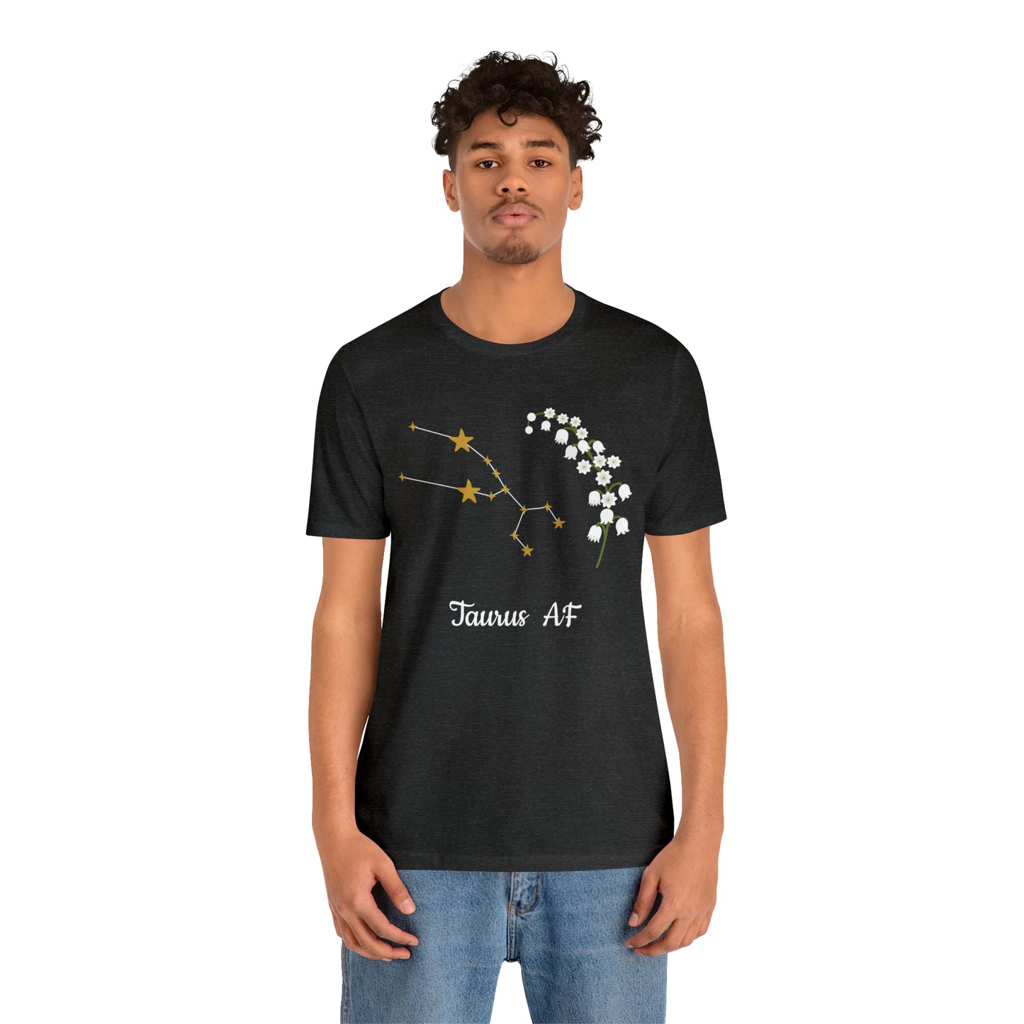 Taurus Stars & Flowers AF T-Shirt | Fun Taurus T-Shirt | Zodiac T-Shirt | Zodiac Sign Shirt | Astrology | Star Sign | Unisex Jersey Short Sleeve Tee
