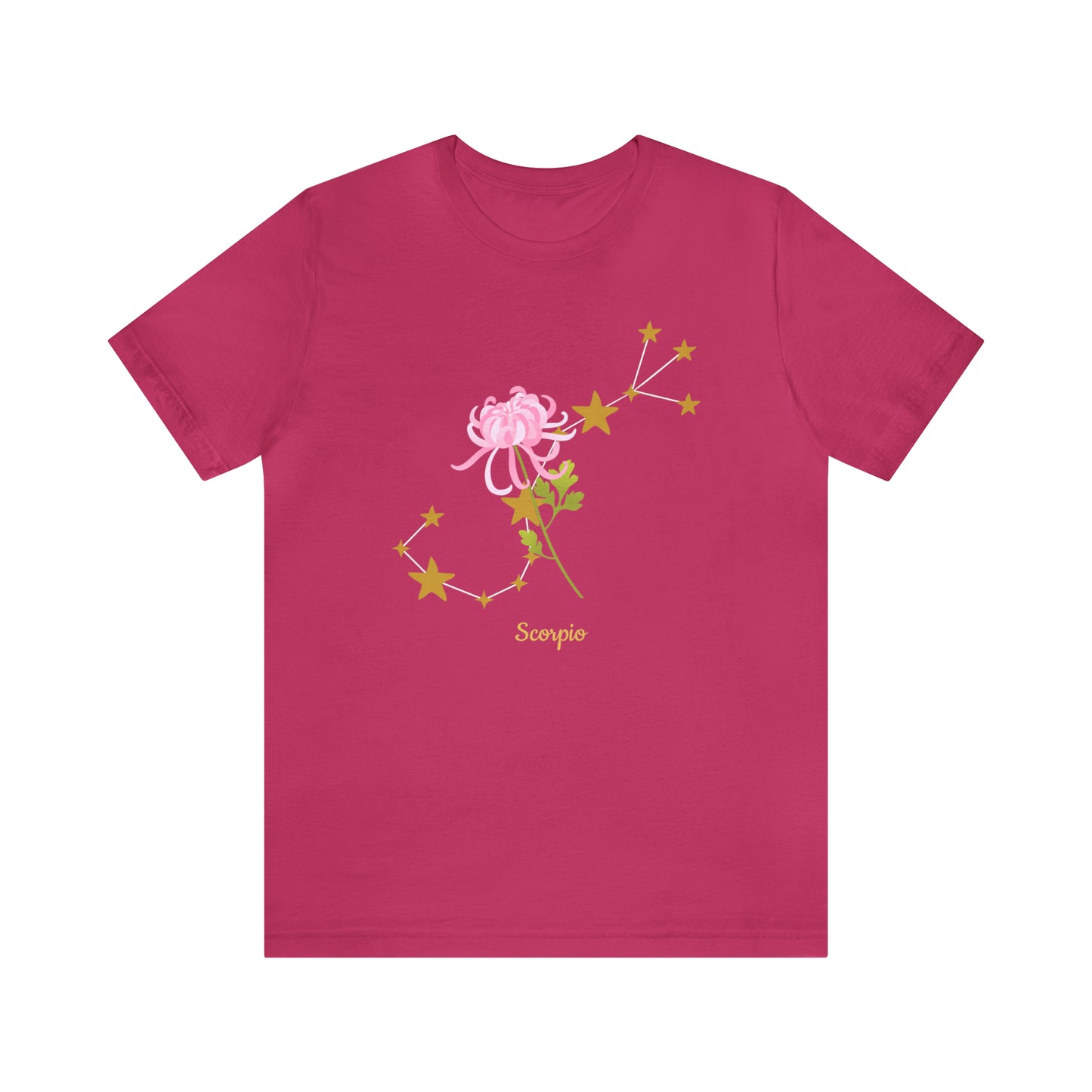 Scorpio Flower & Stars T-Shirt | Fun Scorpio T-Shirt | Zodiac T-Shirt | Zodiac Sign Shirt | Astrology | Star Sign | Unisex Jersey Short Sleeve Tee