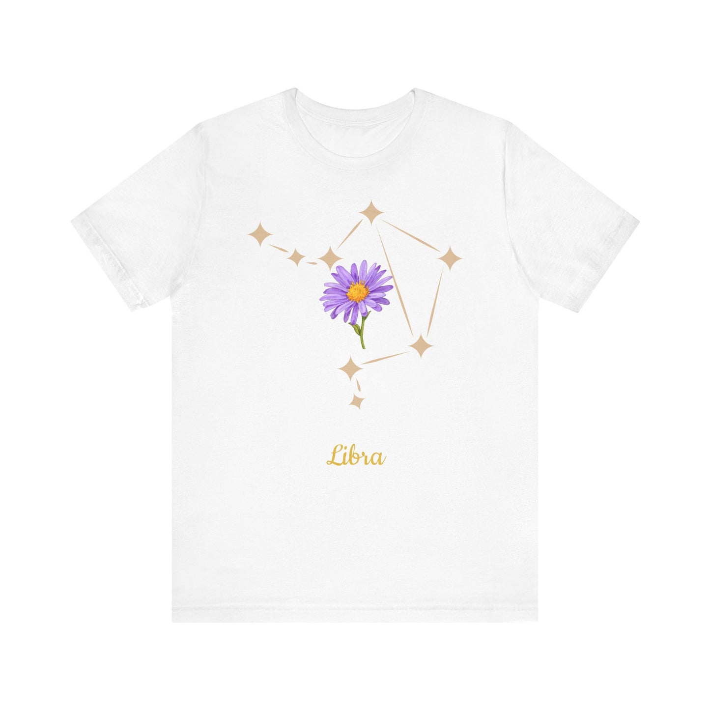 Libra Star Sign and Flower T-Shirt | Fun Virgo T-Shirt | Zodiac T-Shirt | Zodiac Sign Shirt | Astrology | Star Sign | Unisex Jersey Short Sleeve Tee