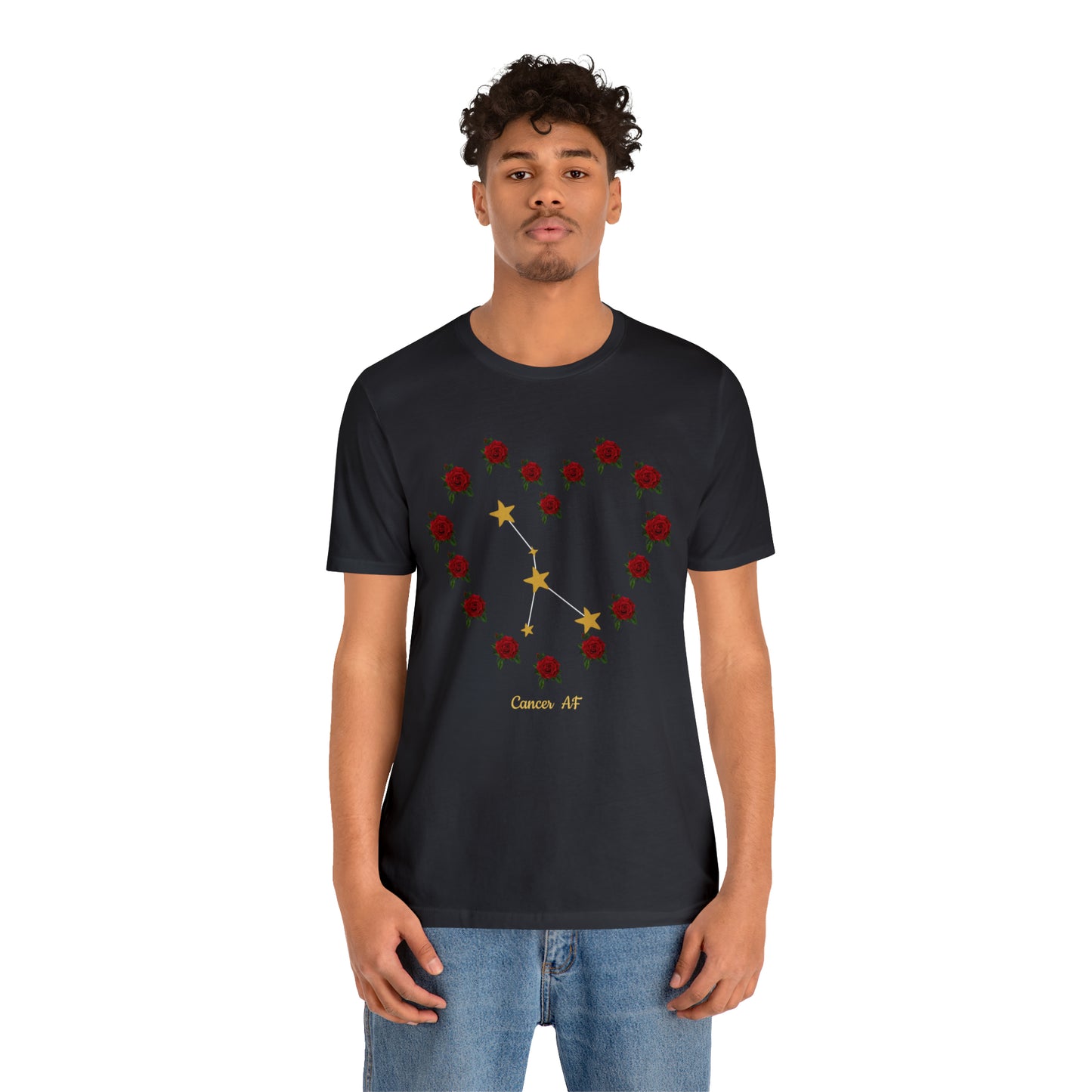 Cancer AF Rose T-Shirt | Fun Cancer T-Shirt | Zodiac T-Shirt | Zodiac Sign Shirt | Astrology | Star Sign | Unisex Jersey Short Sleeve Tee