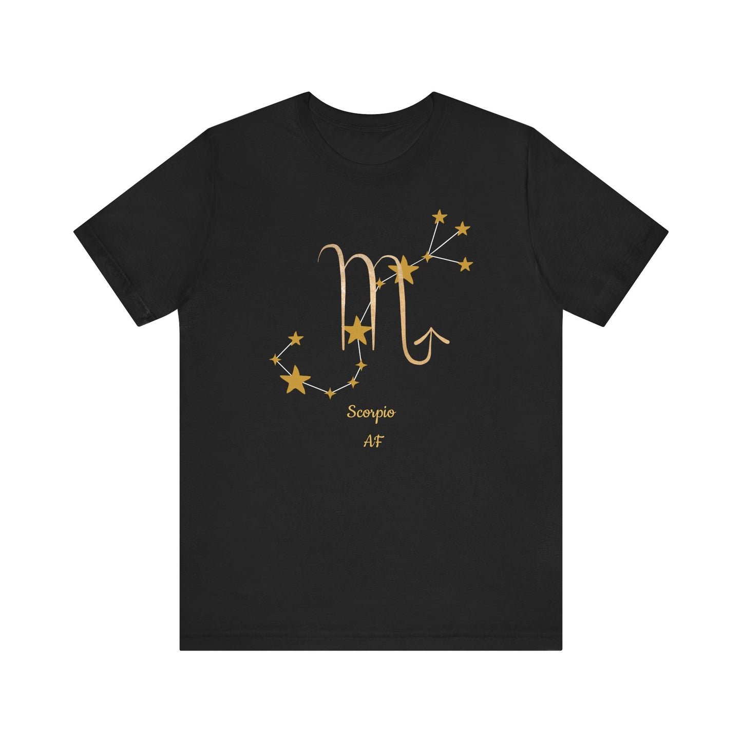 Scorpio AF Symbol & Stars T-Shirt | Fun Scorpio T-Shirt | Zodiac T-Shirt | Zodiac Sign Shirt | Astrology | Star Sign | Unisex Jersey Short Sleeve Tee