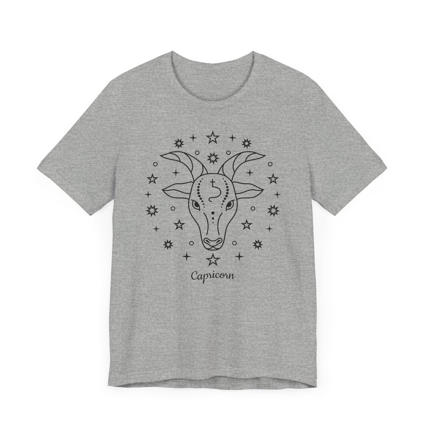 Capricorn Symbols Black T-Shirt | Fun Capricorn T-Shirt | Zodiac T-Shirt | Zodiac Sign Shirt | Astrology | Star Sign | Unisex Jersey Short Sleeve Tee