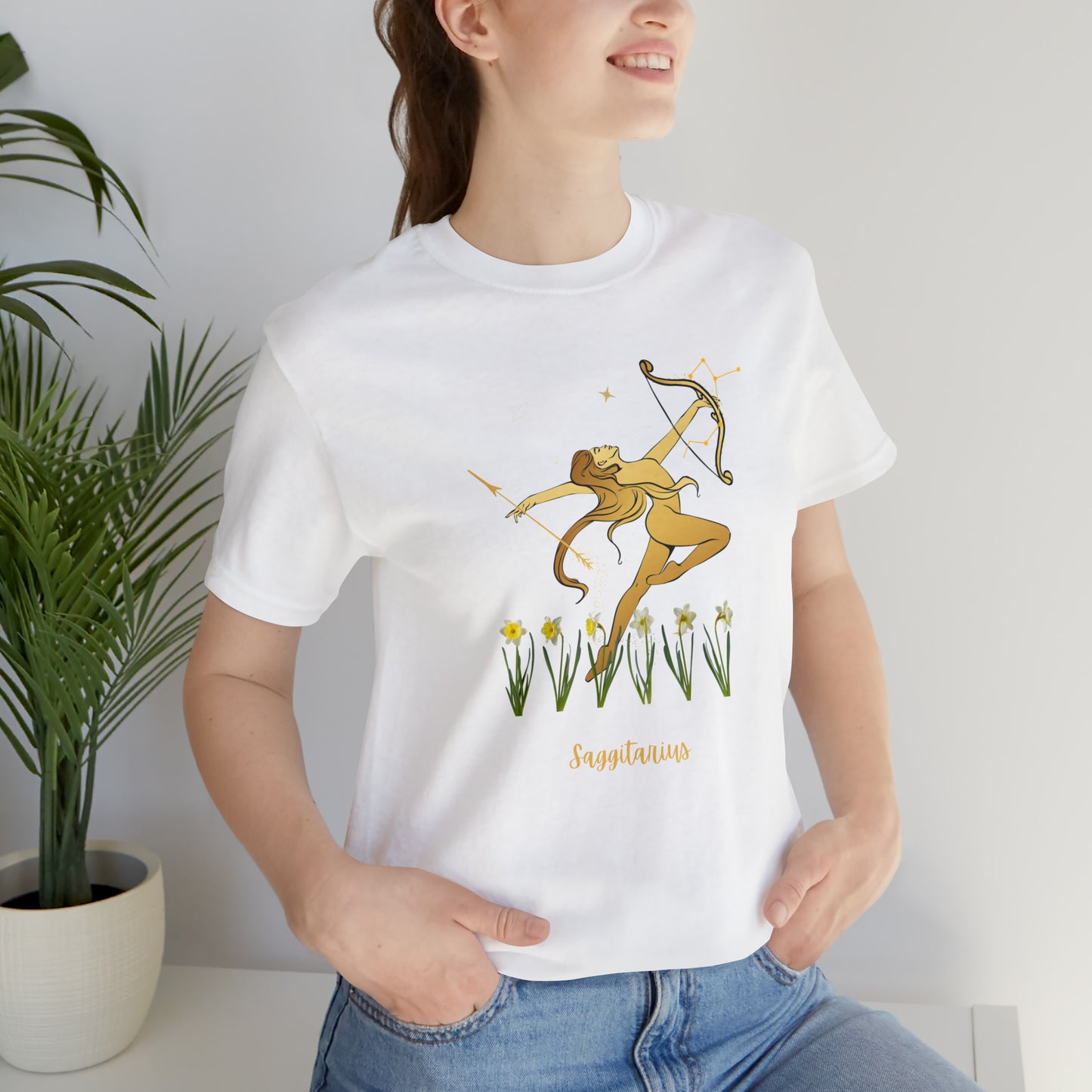 Sagittarius Nymph & Stars T-Shirt | Fun Sagittarius T-Shirt | Zodiac T-Shirt | Zodiac Sign Shirt | Astrology | Star Sign | Unisex Jersey Short Sleeve Tee