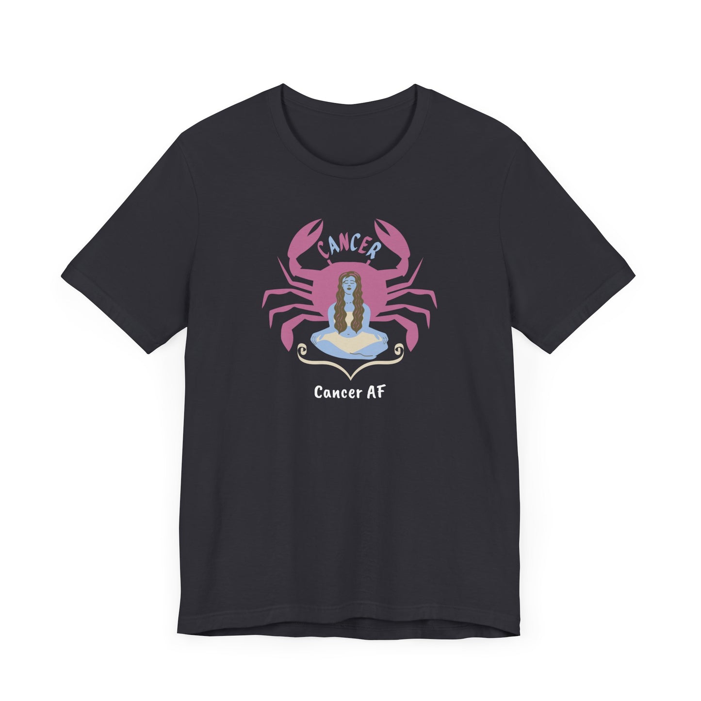 Cancer AF Lady and Crab T-Shirt | Fun Cancer Crab T-Shirt | Zodiac T-Shirt | Zodiac Sign Shirt | Astrology | Star Sign | Unisex Jersey Short Sleeve Tee