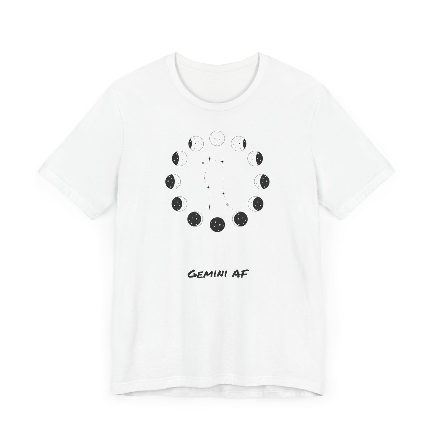 Gemini AF Moon Phase T-Shirt | Fun Gemini T-Shirt | Zodiac T-Shirt | Zodiac Sign Shirt | Astrology | Star Sign | Unisex Jersey Short Sleeve Tee