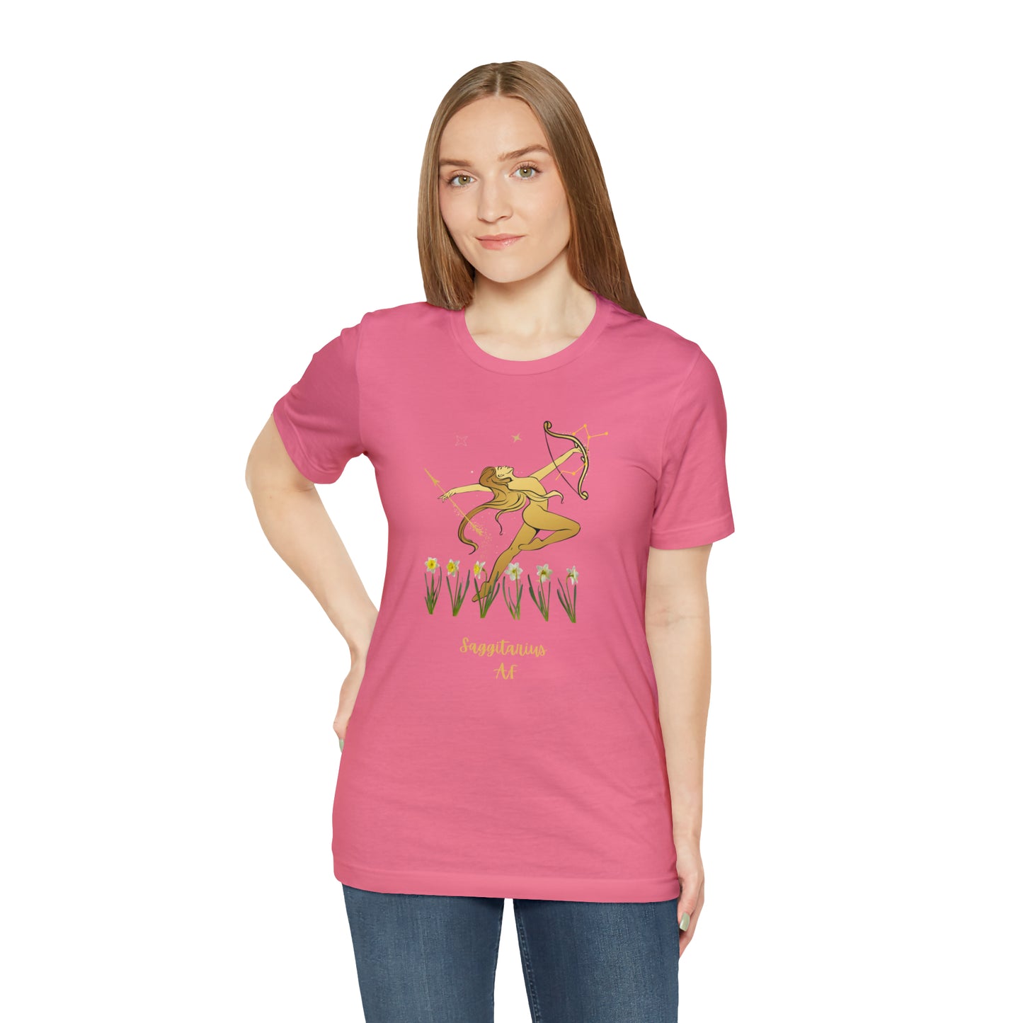 Sagittarius Nymph & Stars AF T-Shirt | Fun Sagittarius T-Shirt | Zodiac T-Shirt | Zodiac Sign Shirt | Astrology | Star Sign | Unisex Jersey Short Sleeve Tee