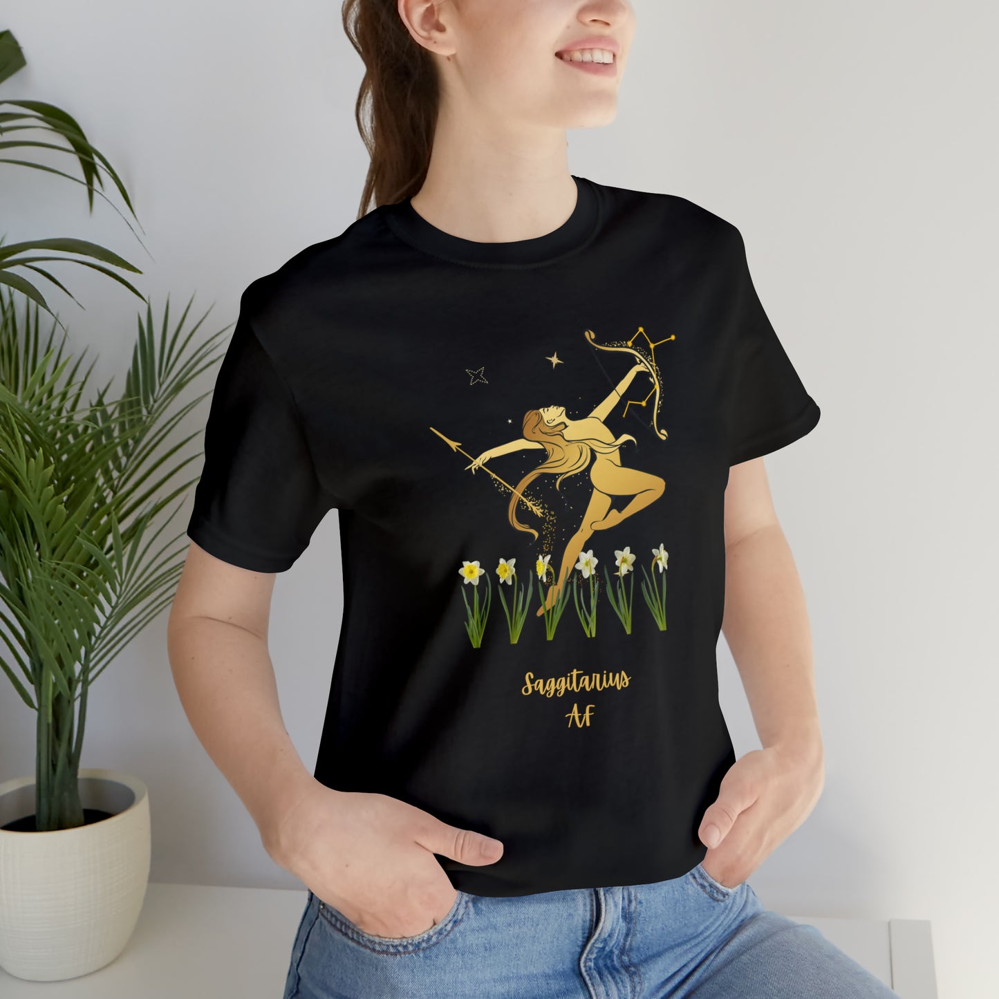 Sagittarius Nymph & Stars AF T-Shirt | Fun Sagittarius T-Shirt | Zodiac T-Shirt | Zodiac Sign Shirt | Astrology | Star Sign | Unisex Jersey Short Sleeve Tee