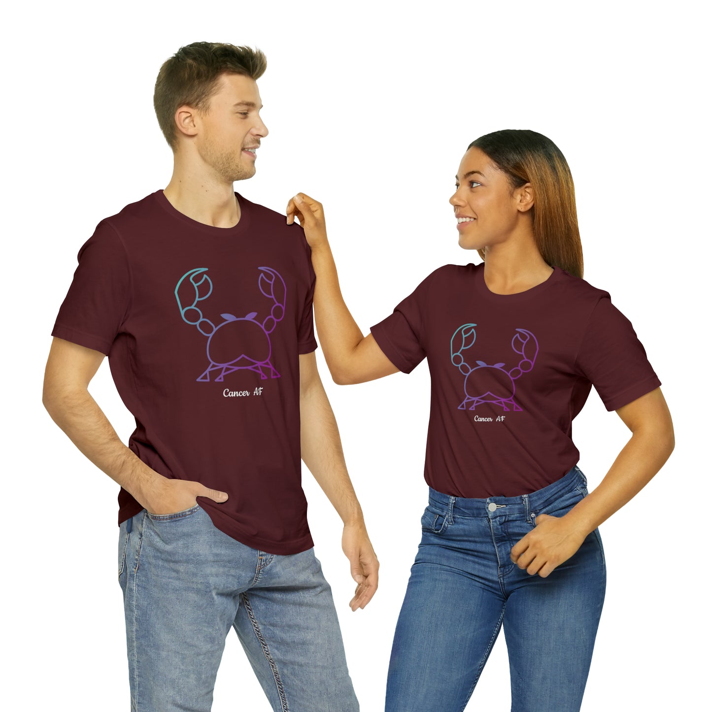 Cancer AF T-Shirt | Fun Cancer Crab T-Shirt | Zodiac T-Shirt | Zodiac Sign Shirt | Astrology | Star Sign | Unisex Jersey Short Sleeve Tee