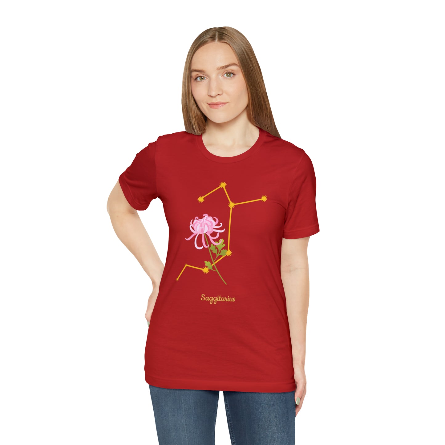 Sagittarius Flower & Stars T-Shirt | Fun Sagittarius T-Shirt | Zodiac T-Shirt | Zodiac Sign Shirt | Astrology | Star Sign | Unisex Jersey Short Sleeve Tee