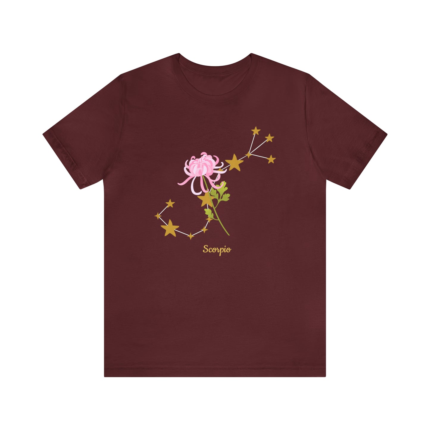 Scorpio Flower & Stars T-Shirt | Fun Scorpio T-Shirt | Zodiac T-Shirt | Zodiac Sign Shirt | Astrology | Star Sign | Unisex Jersey Short Sleeve Tee