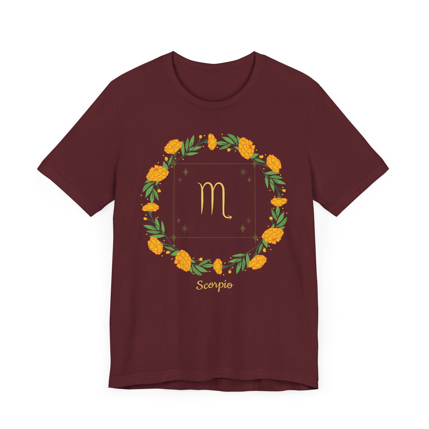 Scorpio Garland Symbol T-Shirt | Fun Scorpio T-Shirt | Zodiac T-Shirt | Zodiac Sign Shirt | Astrology | Star Sign | Unisex Jersey Short Sleeve Tee