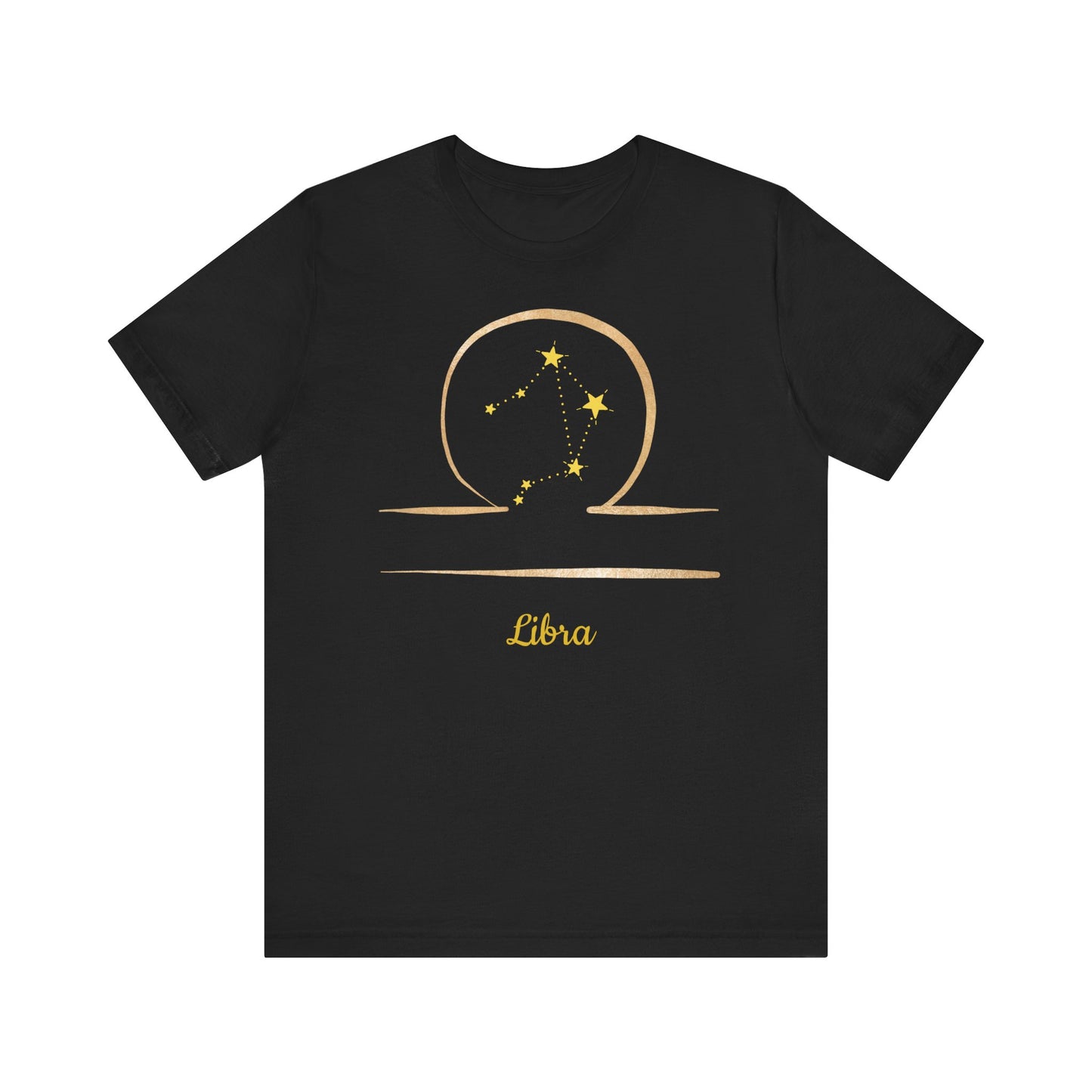 Libra Symbol T-Shirt And Stars | Fun Libra T-Shirt | Zodiac T-Shirt | Zodiac Sign Shirt | Astrology | Star Sign | Unisex Jersey Short Sleeve Tee