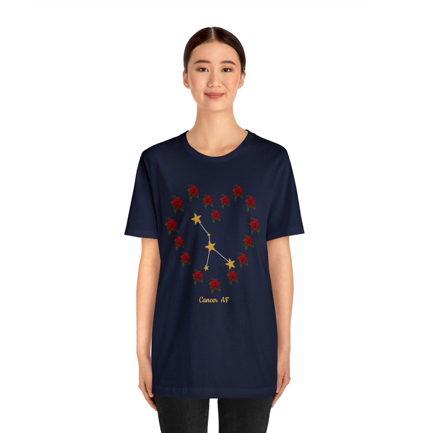 Cancer AF Rose T-Shirt | Fun Cancer T-Shirt | Zodiac T-Shirt | Zodiac Sign Shirt | Astrology | Star Sign | Unisex Jersey Short Sleeve Tee