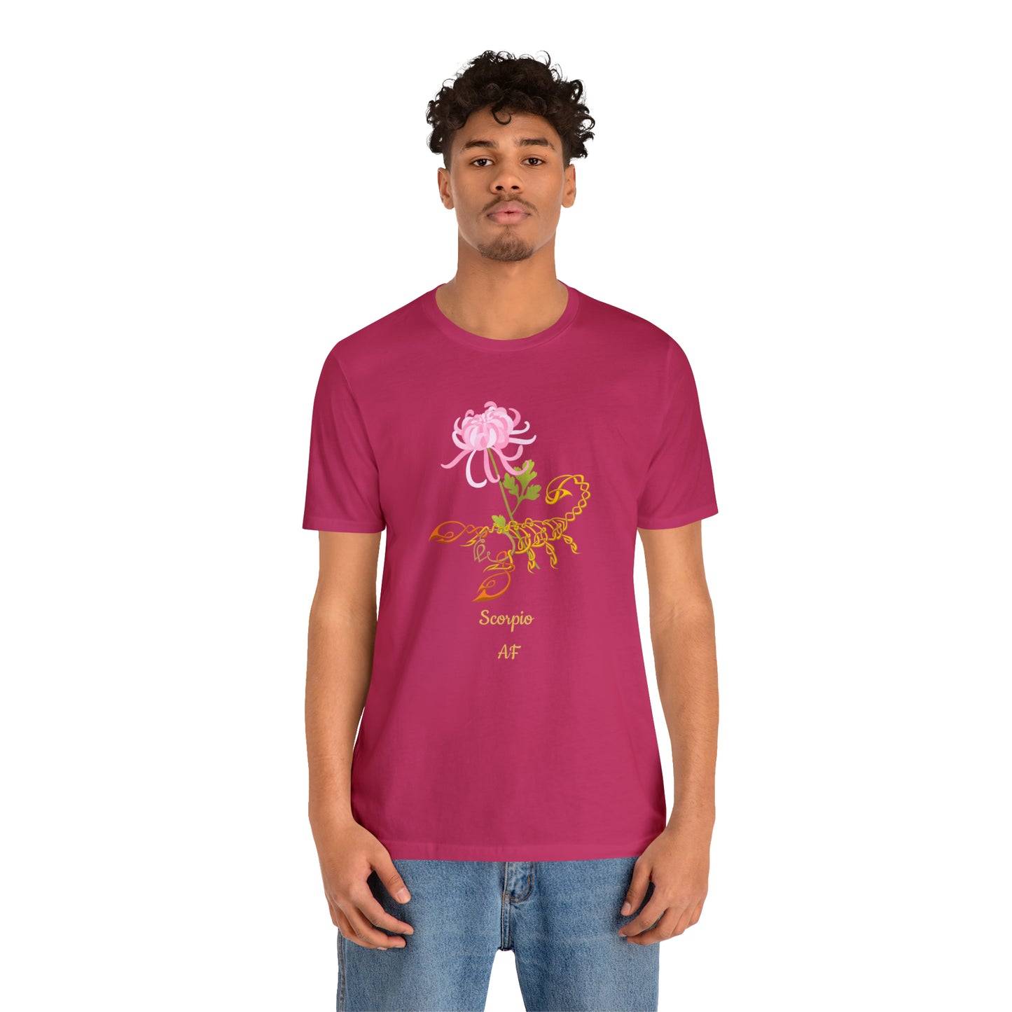 Scorpion & Flower AF T-Shirt | Fun Scorpio T-Shirt | Zodiac T-Shirt | Zodiac Sign Shirt | Astrology | Star Sign | Unisex Jersey Short Sleeve Tee