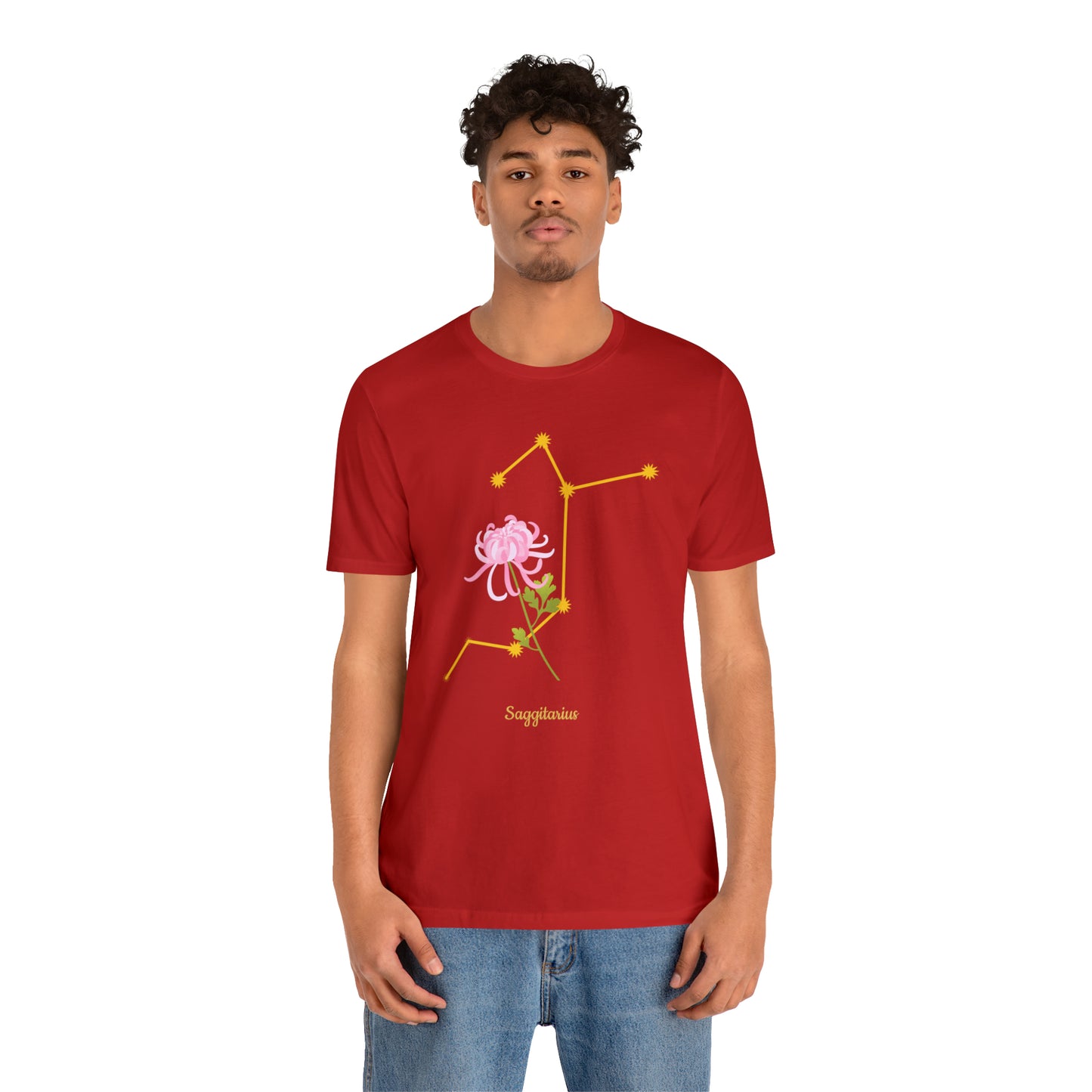 Sagittarius Flower & Stars T-Shirt | Fun Sagittarius T-Shirt | Zodiac T-Shirt | Zodiac Sign Shirt | Astrology | Star Sign | Unisex Jersey Short Sleeve Tee