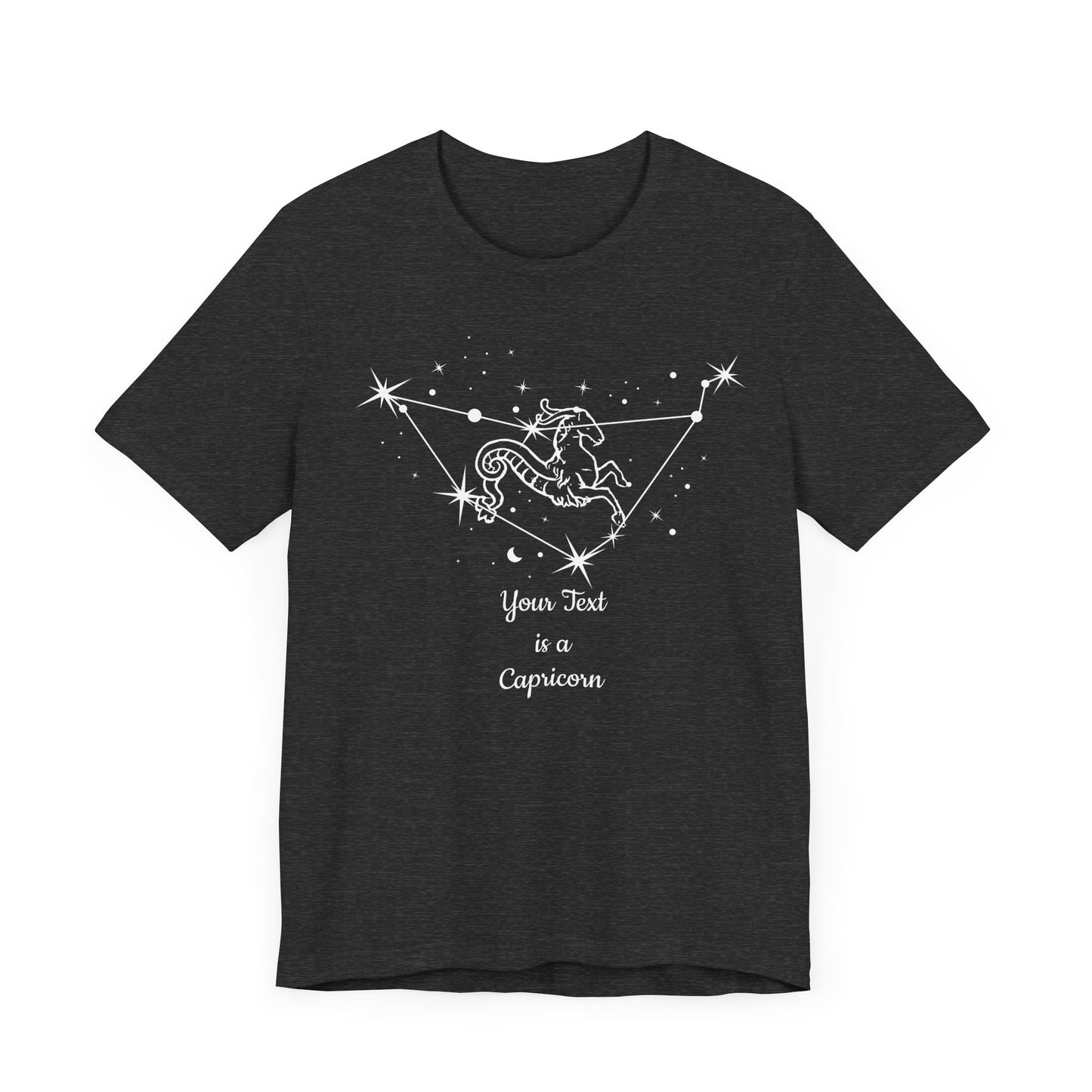 Your TEXT on Capricorn Goat White T-Shirt | Email Us Your Name to info@catchrisapparel.com | Zodiac T-Shirt | Zodiac Sign Shirt | Astrology | Star Sign | Unisex Jersey Short Sleeve Tee