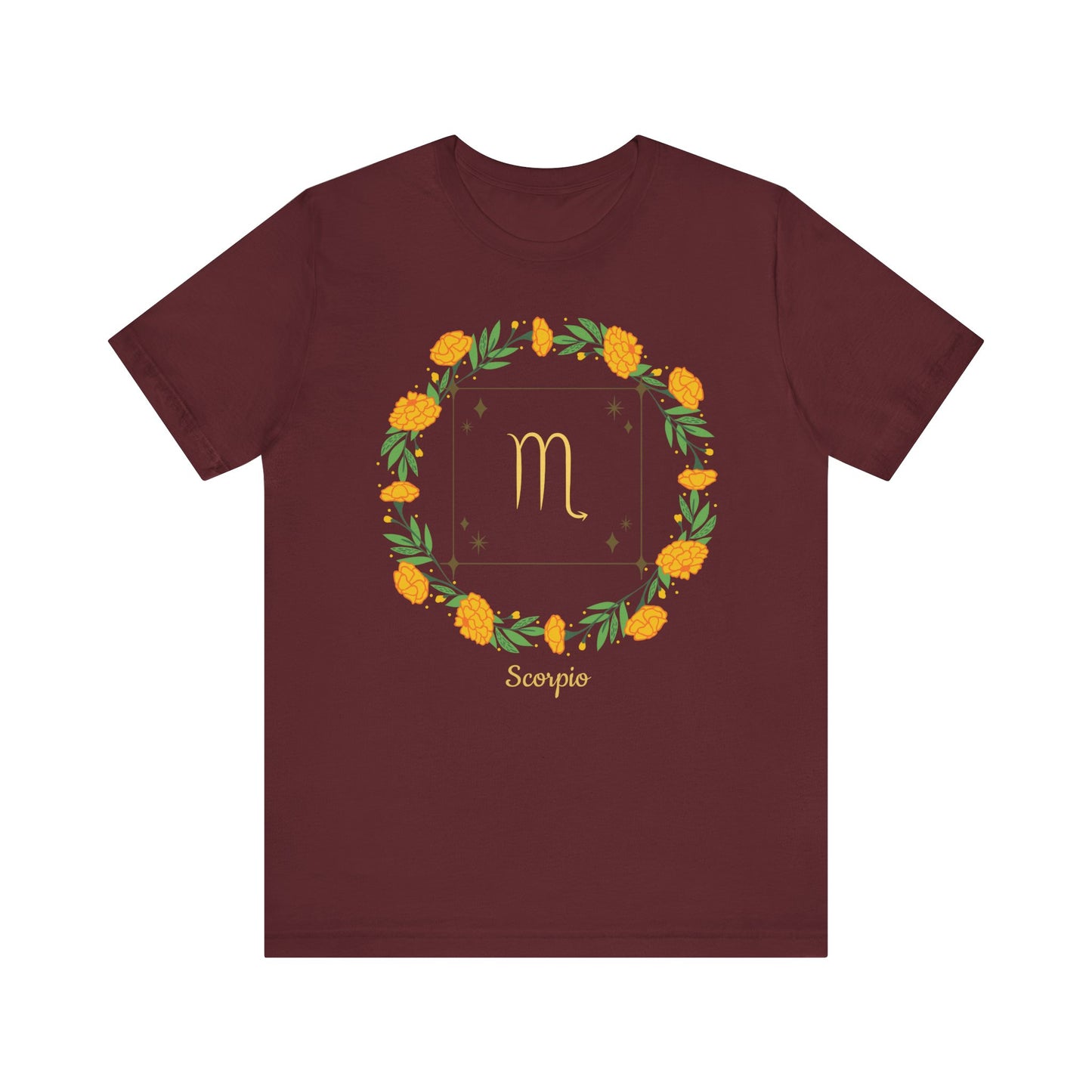 Scorpio Garland Symbol T-Shirt | Fun Scorpio T-Shirt | Zodiac T-Shirt | Zodiac Sign Shirt | Astrology | Star Sign | Unisex Jersey Short Sleeve Tee