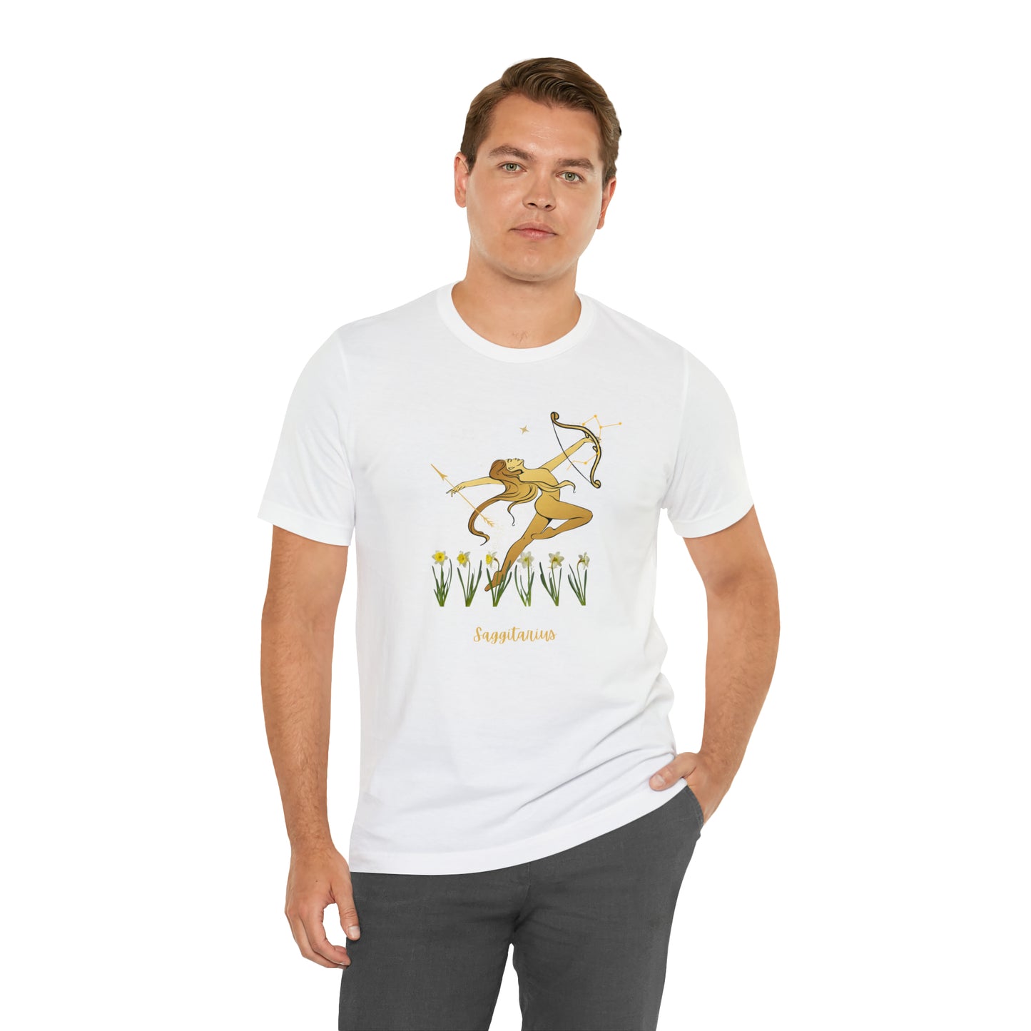 Sagittarius Nymph & Stars T-Shirt | Fun Sagittarius T-Shirt | Zodiac T-Shirt | Zodiac Sign Shirt | Astrology | Star Sign | Unisex Jersey Short Sleeve Tee