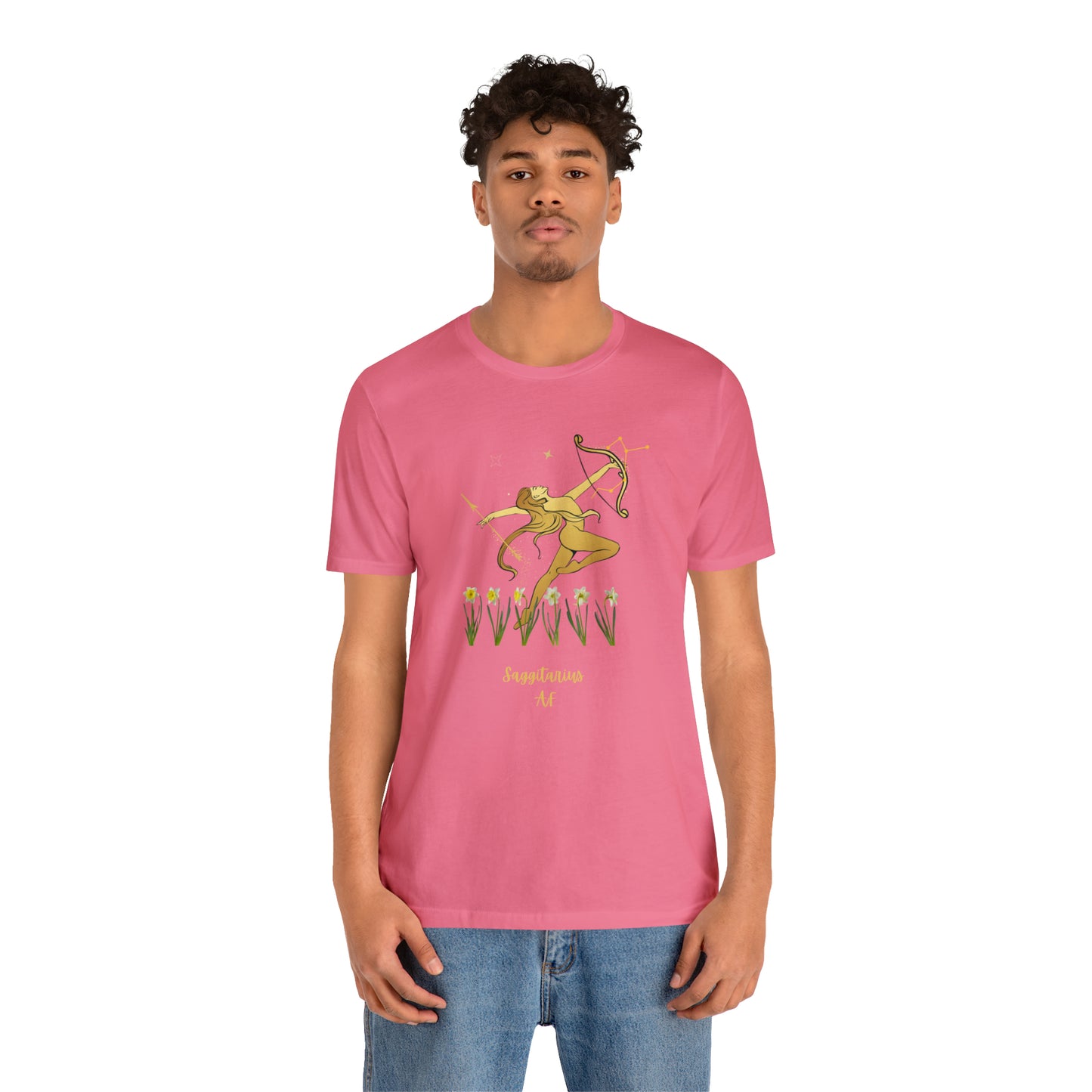 Sagittarius Nymph & Stars AF T-Shirt | Fun Sagittarius T-Shirt | Zodiac T-Shirt | Zodiac Sign Shirt | Astrology | Star Sign | Unisex Jersey Short Sleeve Tee