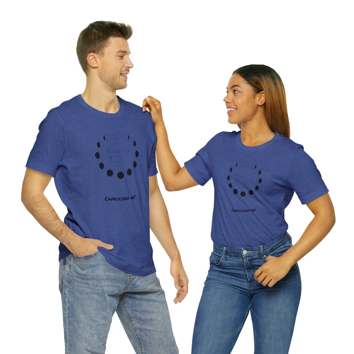 Capricorn AF Moon Phase T-Shirt | Fun Capricorn T-Shirt | Zodiac T-Shirt | Zodiac Sign Shirt | Astrology | Star Sign | Unisex Jersey Short Sleeve Tee