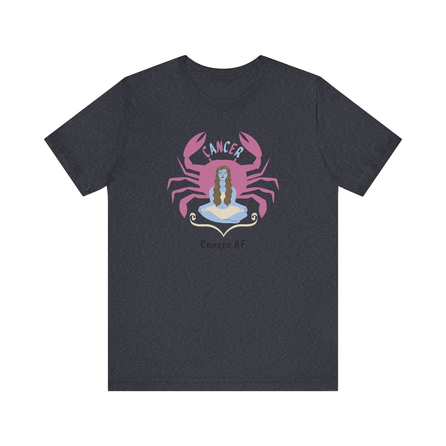 Cancer AF Lady and Crab White T-Shirt | Fun Cancer Crab T-Shirt | Zodiac T-Shirt | Zodiac Sign Shirt | Astrology | Star Sign | Unisex Jersey Short Sleeve Tee