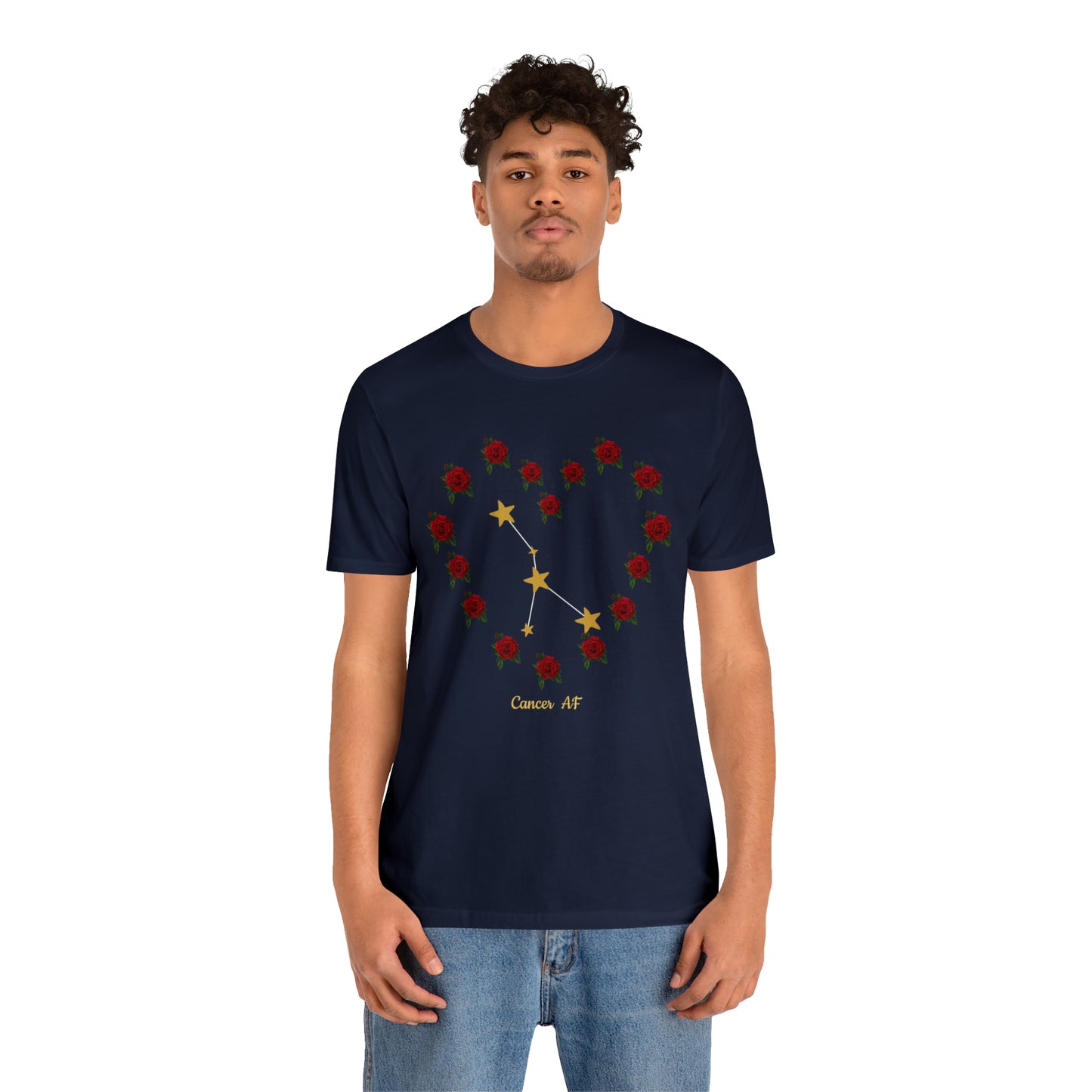 Cancer AF Rose T-Shirt | Fun Cancer T-Shirt | Zodiac T-Shirt | Zodiac Sign Shirt | Astrology | Star Sign | Unisex Jersey Short Sleeve Tee
