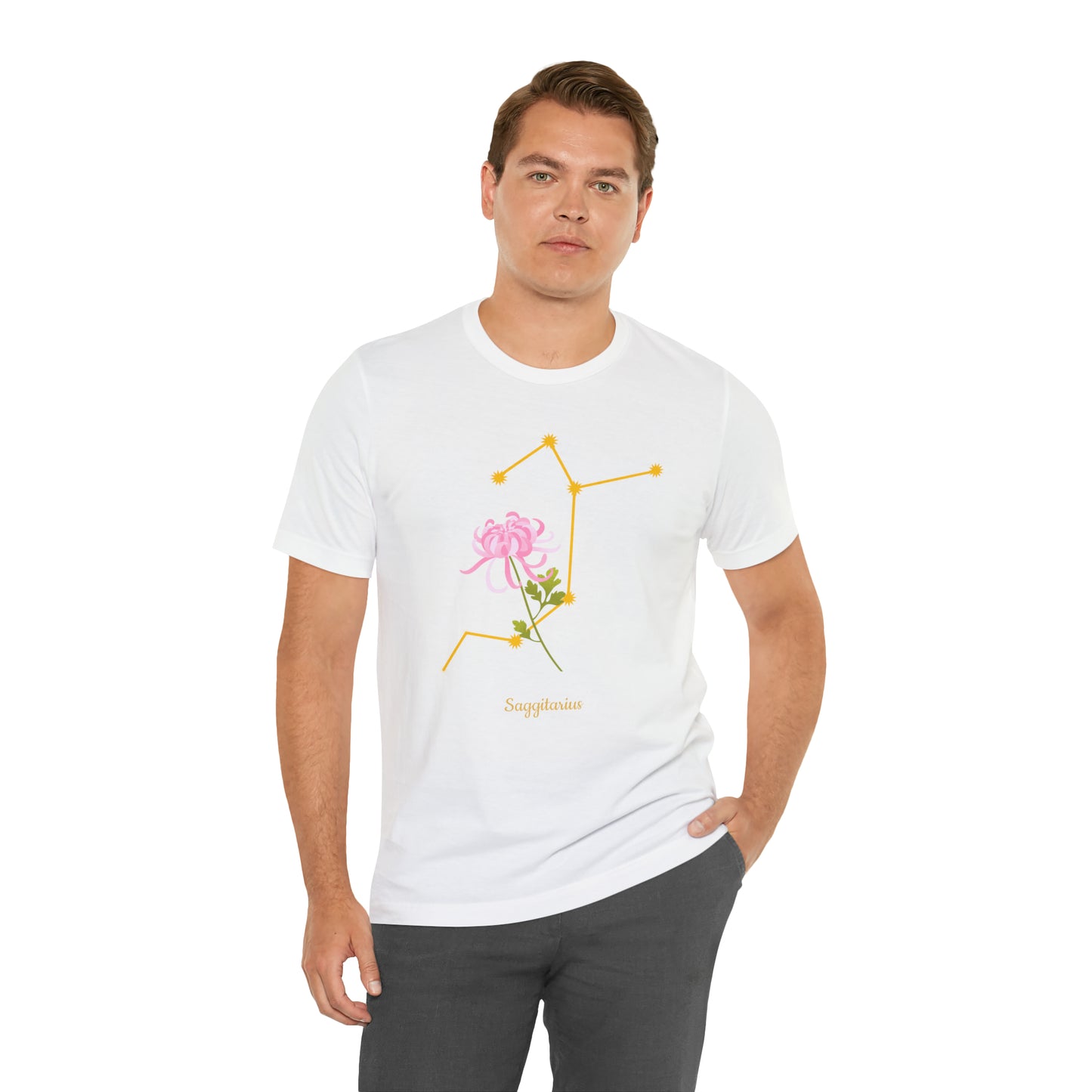 Sagittarius Flower & Stars T-Shirt | Fun Sagittarius T-Shirt | Zodiac T-Shirt | Zodiac Sign Shirt | Astrology | Star Sign | Unisex Jersey Short Sleeve Tee