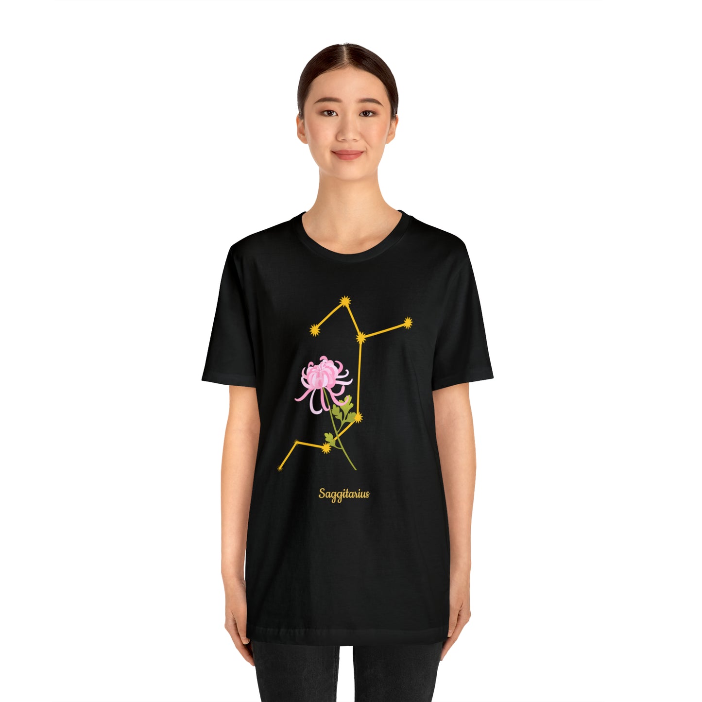 Sagittarius Flower & Stars T-Shirt | Fun Sagittarius T-Shirt | Zodiac T-Shirt | Zodiac Sign Shirt | Astrology | Star Sign | Unisex Jersey Short Sleeve Tee