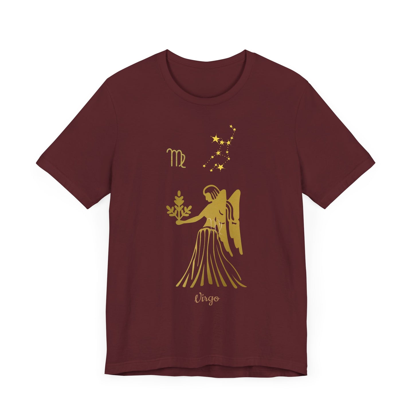 Virgo Angel T-Shirt And Stars | Fun Virgo T-Shirt | Zodiac T-Shirt | Zodiac Sign Shirt | Astrology | Star Sign | Unisex Jersey Short Sleeve Tee