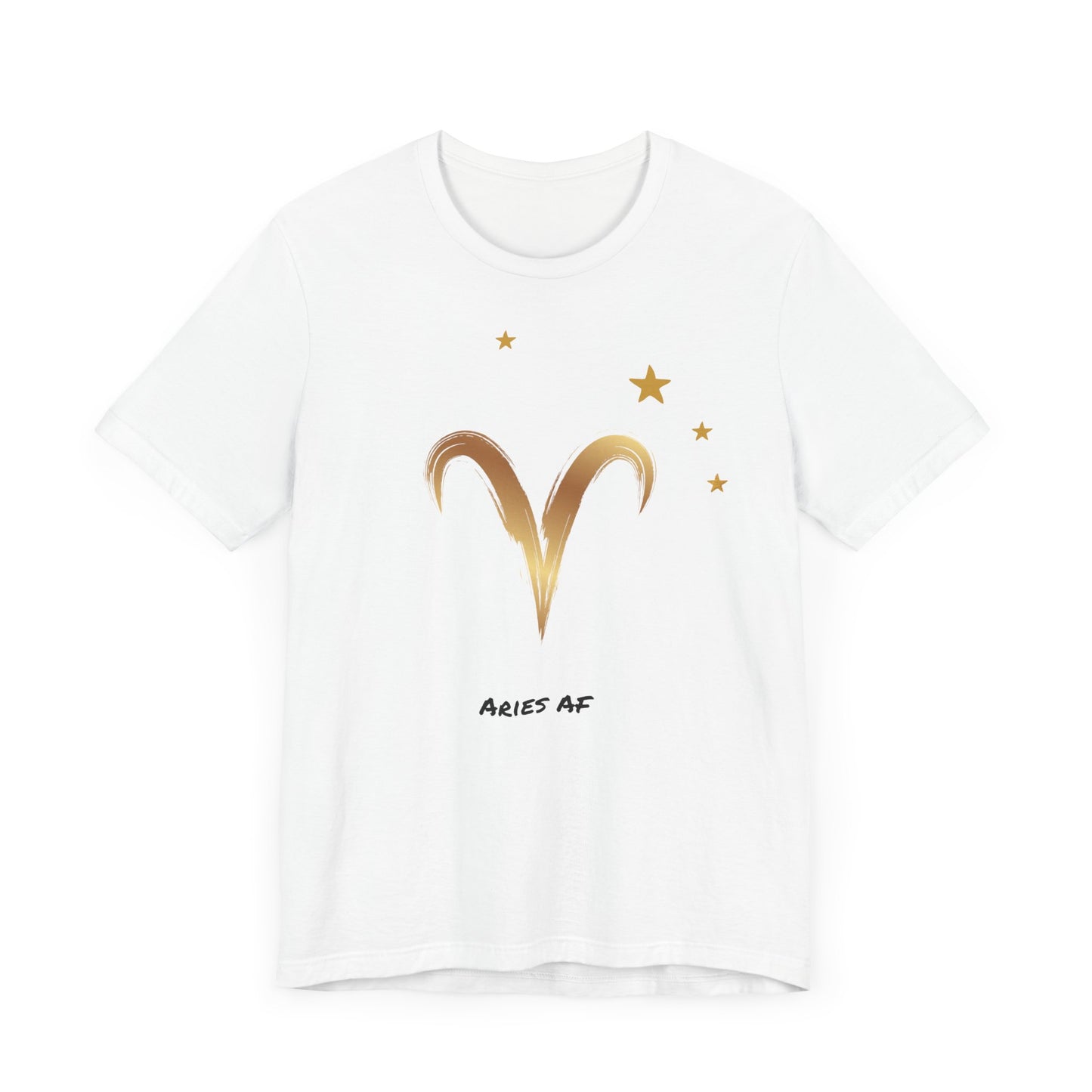Aries Symbol Gold and Stars AF T-Shirt | Fun Aries T-Shirt | Zodiac T-Shirt | Zodiac Sign Shirt | Astrology | Star Sign | Unisex Jersey Short Sleeve Tee
