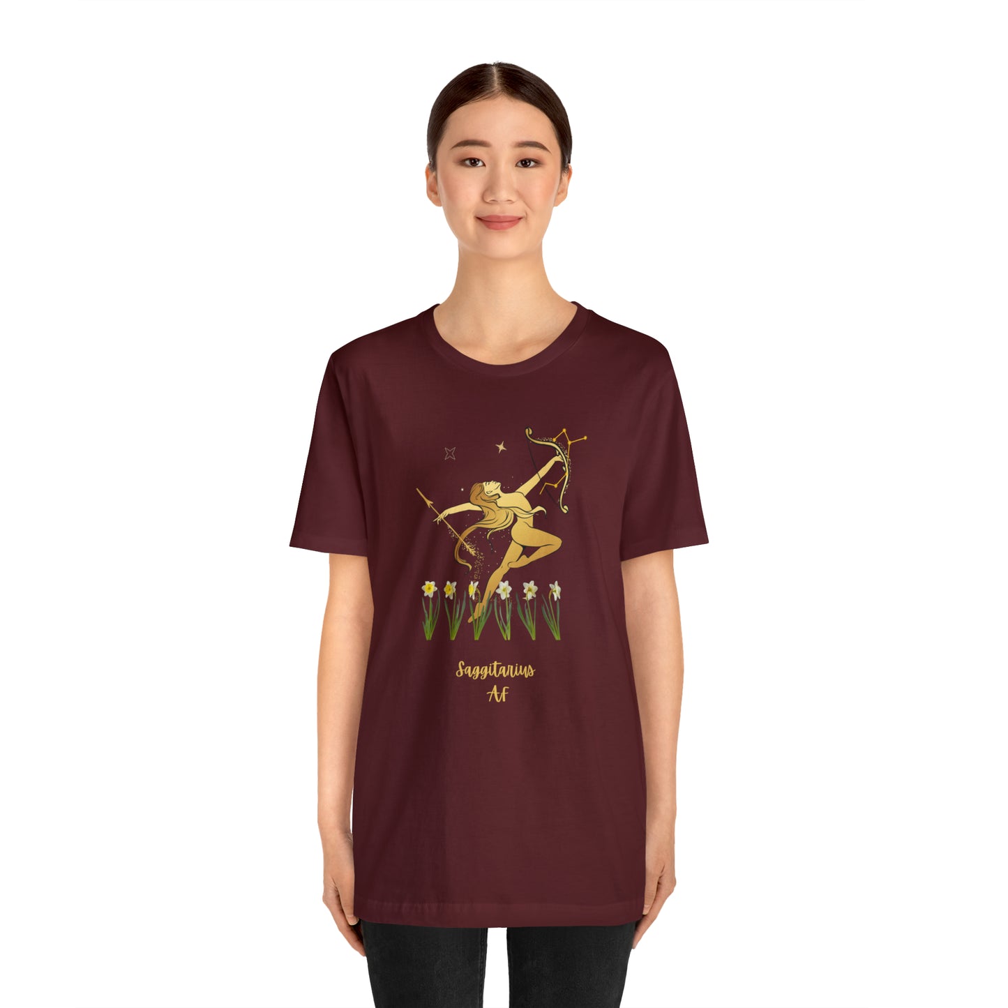 Sagittarius Nymph & Stars AF T-Shirt | Fun Sagittarius T-Shirt | Zodiac T-Shirt | Zodiac Sign Shirt | Astrology | Star Sign | Unisex Jersey Short Sleeve Tee