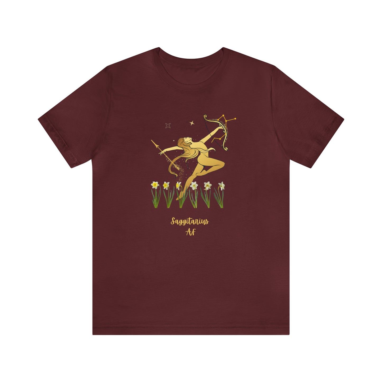 Sagittarius Nymph & Stars AF T-Shirt | Fun Sagittarius T-Shirt | Zodiac T-Shirt | Zodiac Sign Shirt | Astrology | Star Sign | Unisex Jersey Short Sleeve Tee