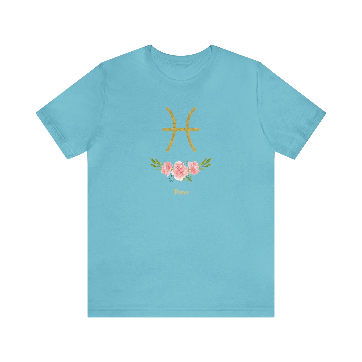 Pisces Symbol & Flowers T-Shirt | Fun Pisces T-Shirt | Zodiac T-Shirt | Zodiac Sign Shirt | Astrology | Star Sign | Unisex Jersey Short Sleeve Tee