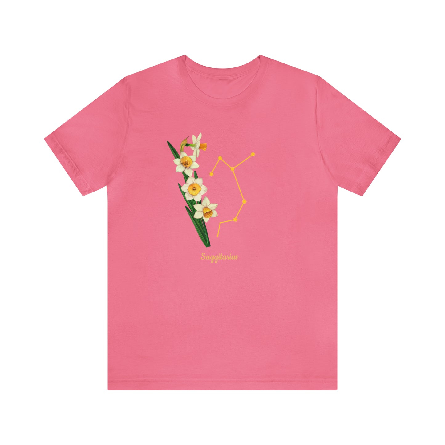 Sagittarius Daffodil Bunch & Stars T-Shirt | Fun Sagittarius T-Shirt | Zodiac T-Shirt | Zodiac Sign Shirt | Astrology | Star Sign | Unisex Jersey Short Sleeve Tee