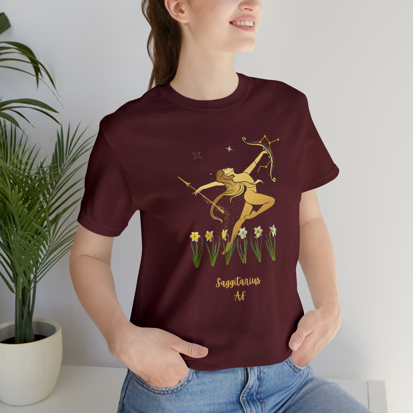 Sagittarius Nymph & Stars AF T-Shirt | Fun Sagittarius T-Shirt | Zodiac T-Shirt | Zodiac Sign Shirt | Astrology | Star Sign | Unisex Jersey Short Sleeve Tee