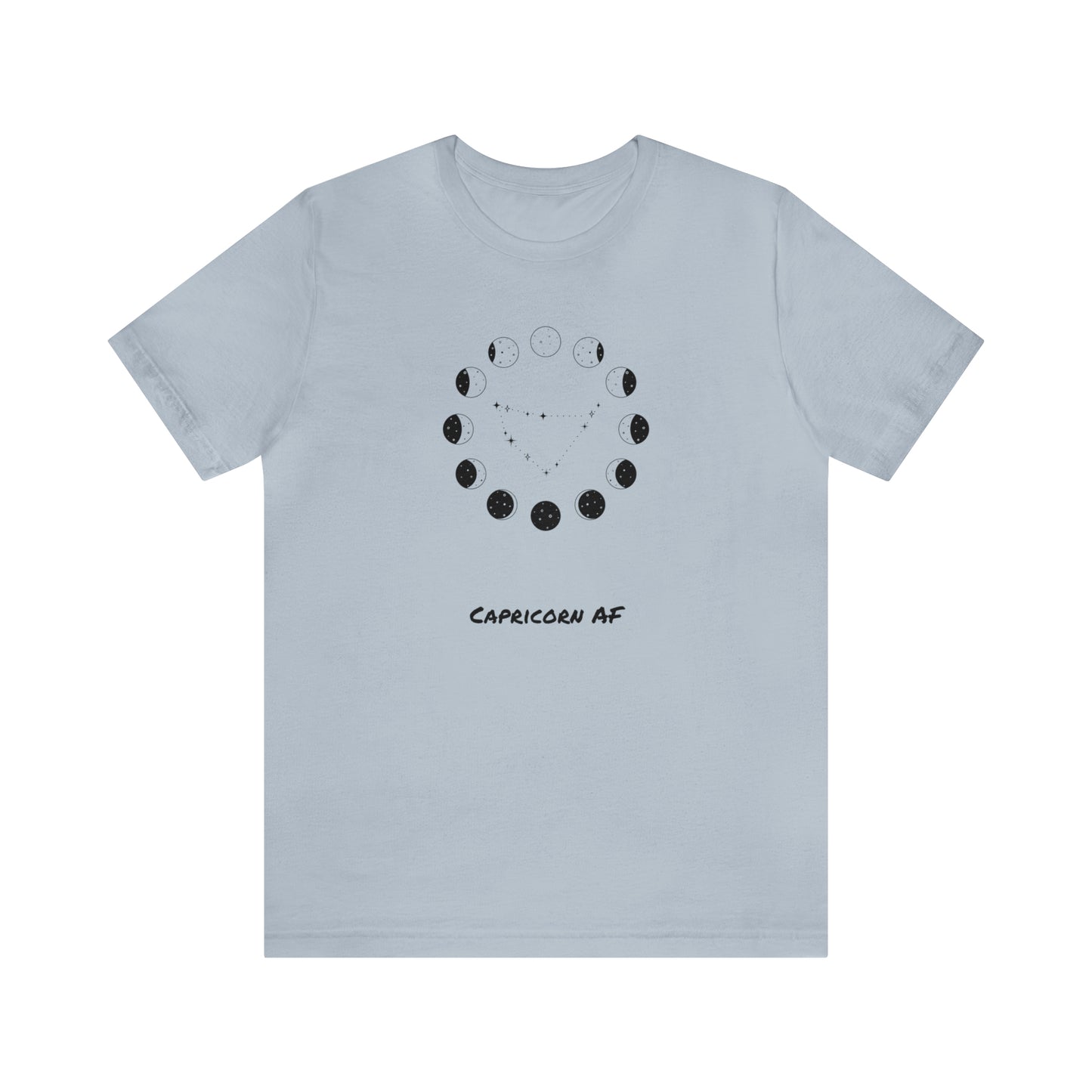 Capricorn AF Moon Phase T-Shirt | Fun Capricorn T-Shirt | Zodiac T-Shirt | Zodiac Sign Shirt | Astrology | Star Sign | Unisex Jersey Short Sleeve Tee