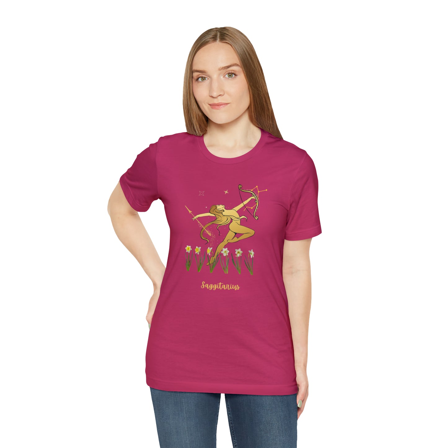 Sagittarius Nymph & Stars T-Shirt | Fun Sagittarius T-Shirt | Zodiac T-Shirt | Zodiac Sign Shirt | Astrology | Star Sign | Unisex Jersey Short Sleeve Tee