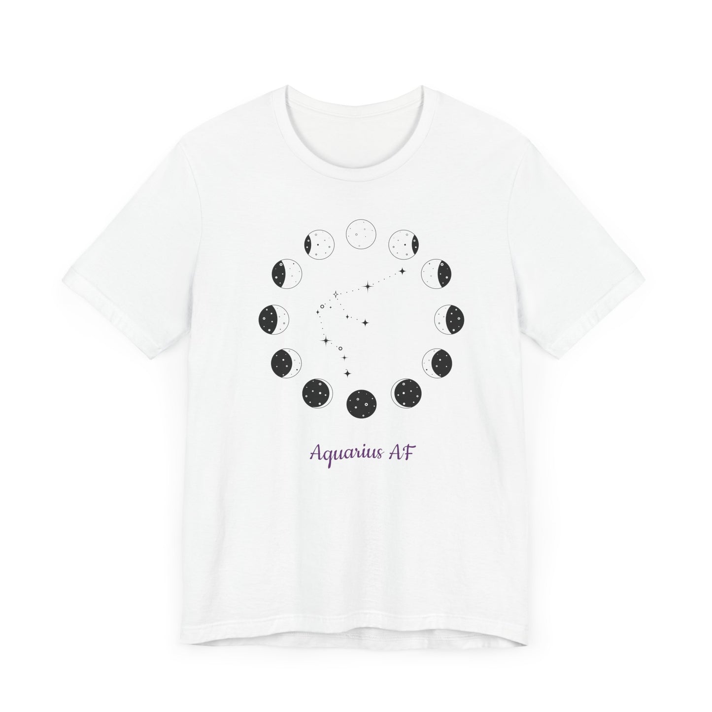Moon Cycles Aquarius AF T-Shirt | Fun Aquarius T-Shirt | Zodiac T-Shirt | Zodiac Sign Shirt | Astrology | Star Sign | Unisex Jersey Short Sleeve Tee
