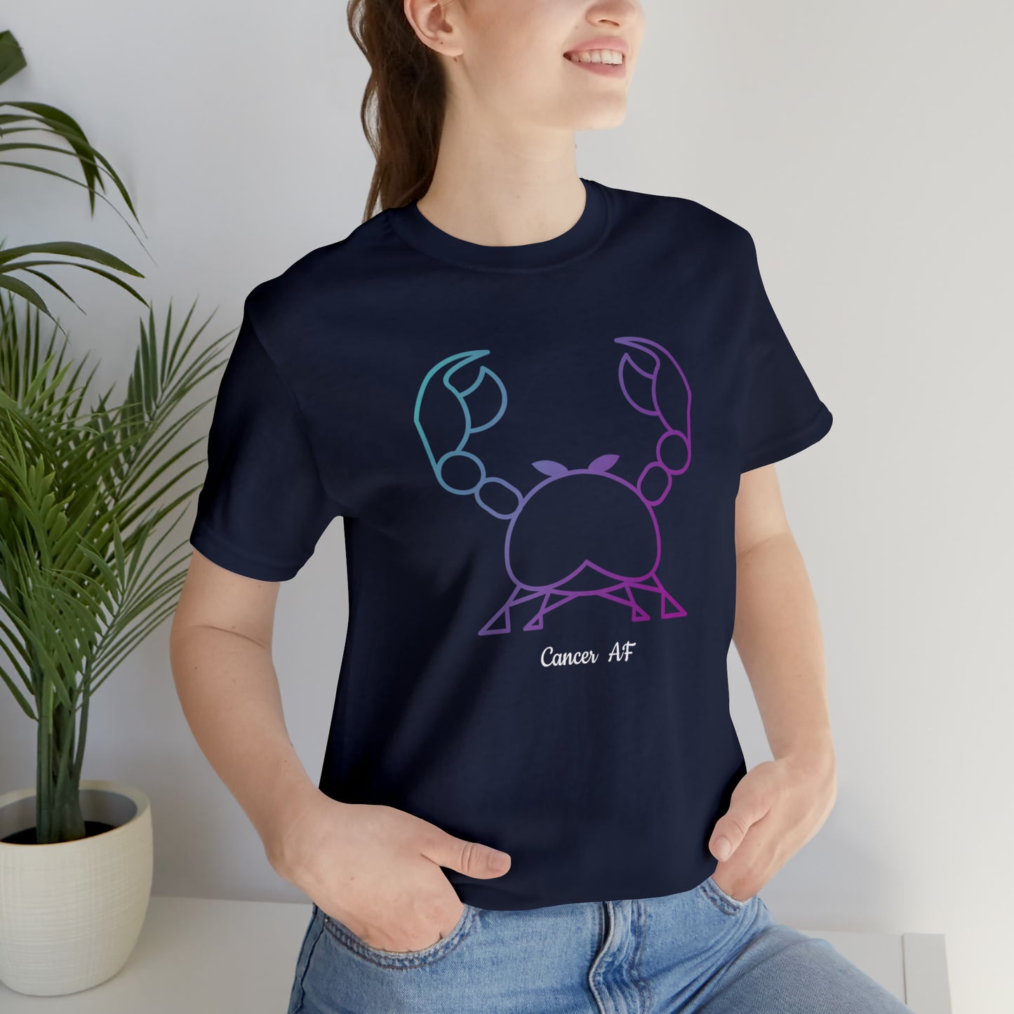 Cancer AF T-Shirt | Fun Cancer Crab T-Shirt | Zodiac T-Shirt | Zodiac Sign Shirt | Astrology | Star Sign | Unisex Jersey Short Sleeve Tee