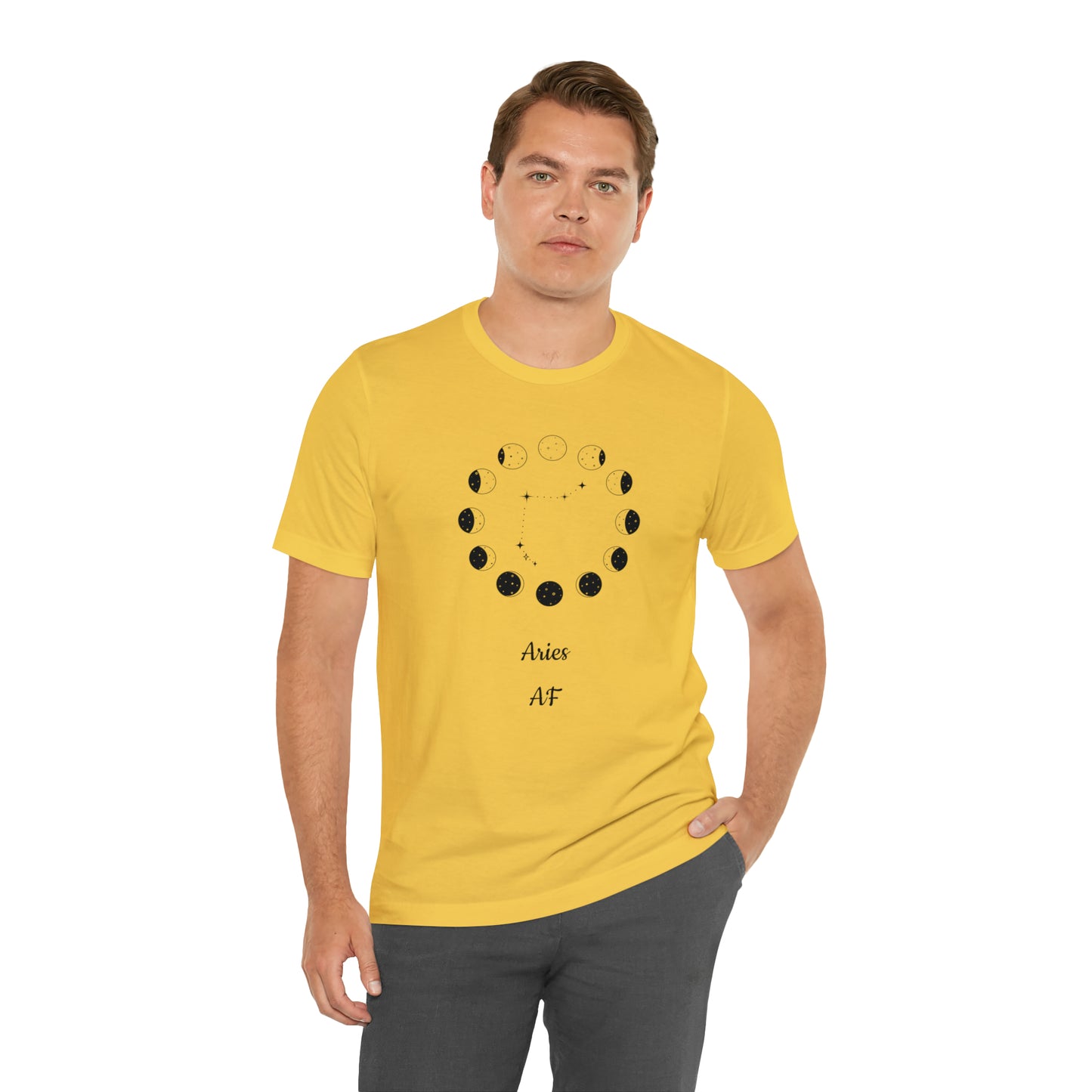 Aries Moon Cycle AF T-Shirt | Fun Aries T-Shirt | Zodiac T-Shirt | Zodiac Sign Shirt | Astrology | Star Sign | Unisex Jersey Short Sleeve Tee
