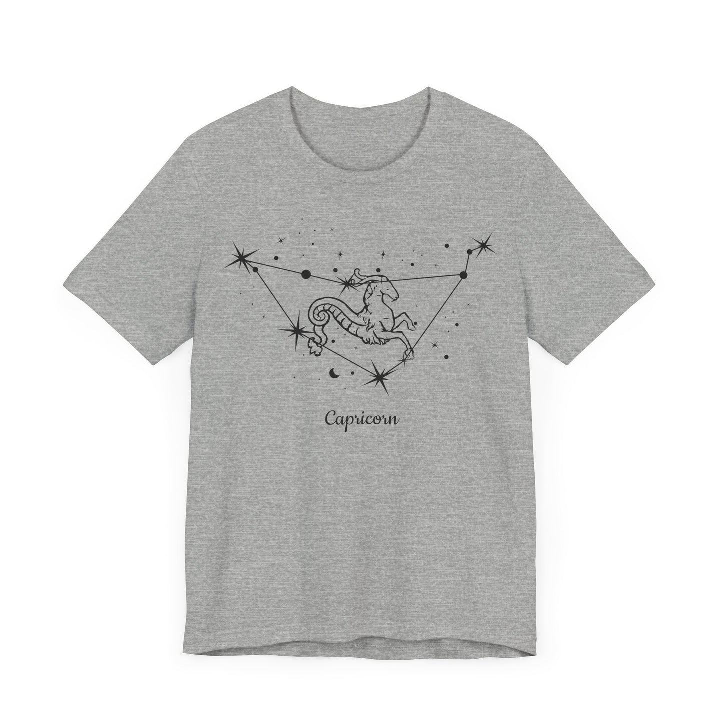 Capricorn Goat and Star Map Black T-Shirt | Fun Capricorn T-Shirt | Zodiac T-Shirt | Zodiac Sign Shirt | Astrology | Star Sign | Unisex Jersey Short Sleeve Tee