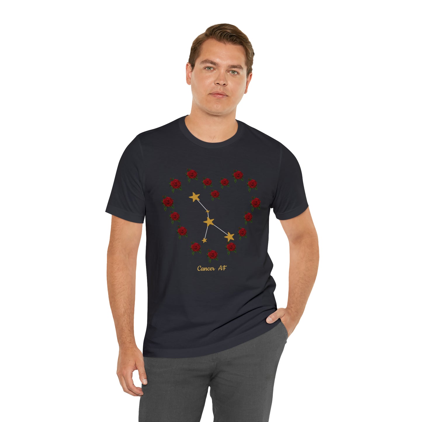 Cancer AF Rose T-Shirt | Fun Cancer T-Shirt | Zodiac T-Shirt | Zodiac Sign Shirt | Astrology | Star Sign | Unisex Jersey Short Sleeve Tee