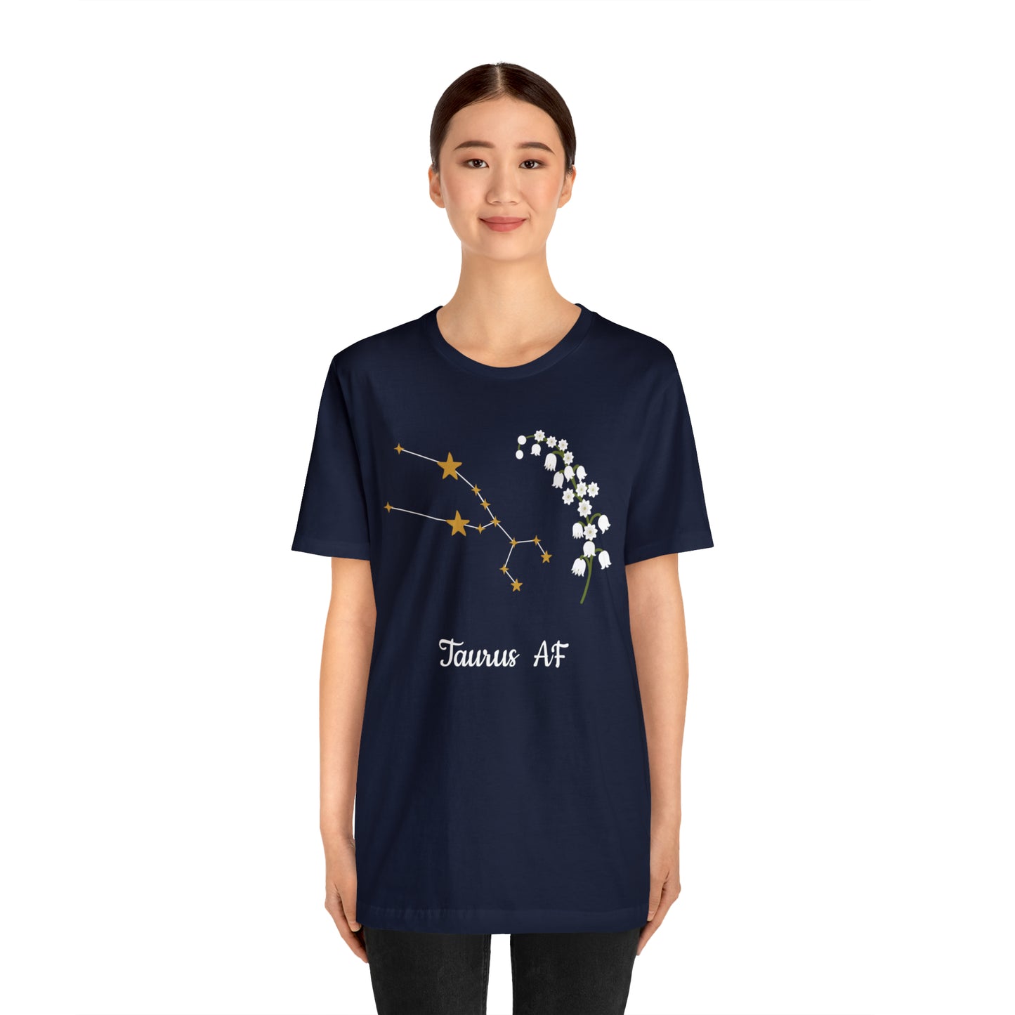 Taurus Stars & Flowers AF T-Shirt | Fun Taurus T-Shirt | Zodiac T-Shirt | Zodiac Sign Shirt | Astrology | Star Sign | Unisex Jersey Short Sleeve Tee