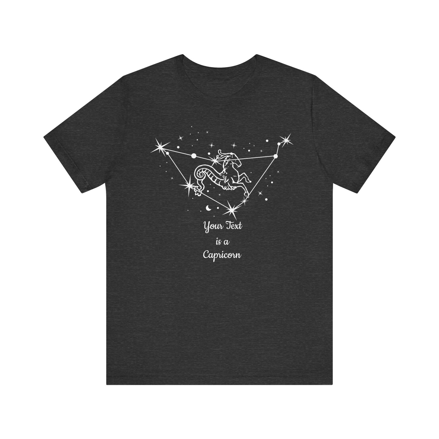 Your TEXT on Capricorn Goat White T-Shirt | Email Us Your Name to info@catchrisapparel.com | Zodiac T-Shirt | Zodiac Sign Shirt | Astrology | Star Sign | Unisex Jersey Short Sleeve Tee