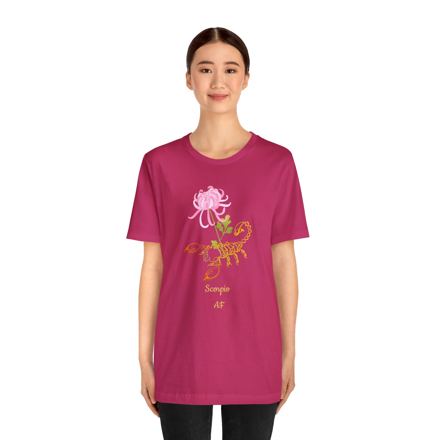 Scorpion & Flower AF T-Shirt | Fun Scorpio T-Shirt | Zodiac T-Shirt | Zodiac Sign Shirt | Astrology | Star Sign | Unisex Jersey Short Sleeve Tee