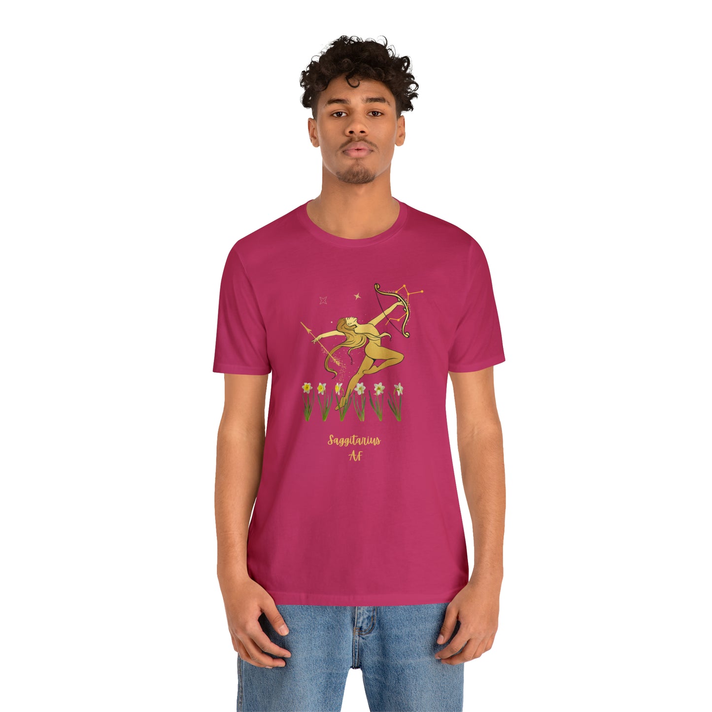 Sagittarius Nymph & Stars AF T-Shirt | Fun Sagittarius T-Shirt | Zodiac T-Shirt | Zodiac Sign Shirt | Astrology | Star Sign | Unisex Jersey Short Sleeve Tee