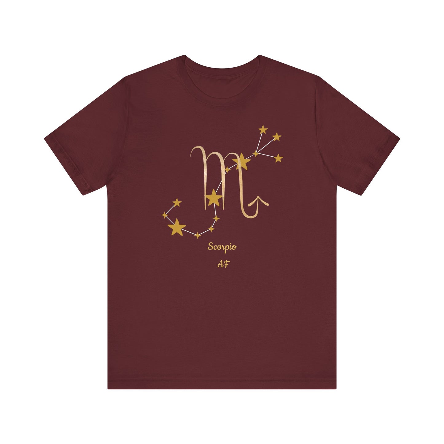 Scorpio AF Symbol & Stars T-Shirt | Fun Scorpio T-Shirt | Zodiac T-Shirt | Zodiac Sign Shirt | Astrology | Star Sign | Unisex Jersey Short Sleeve Tee