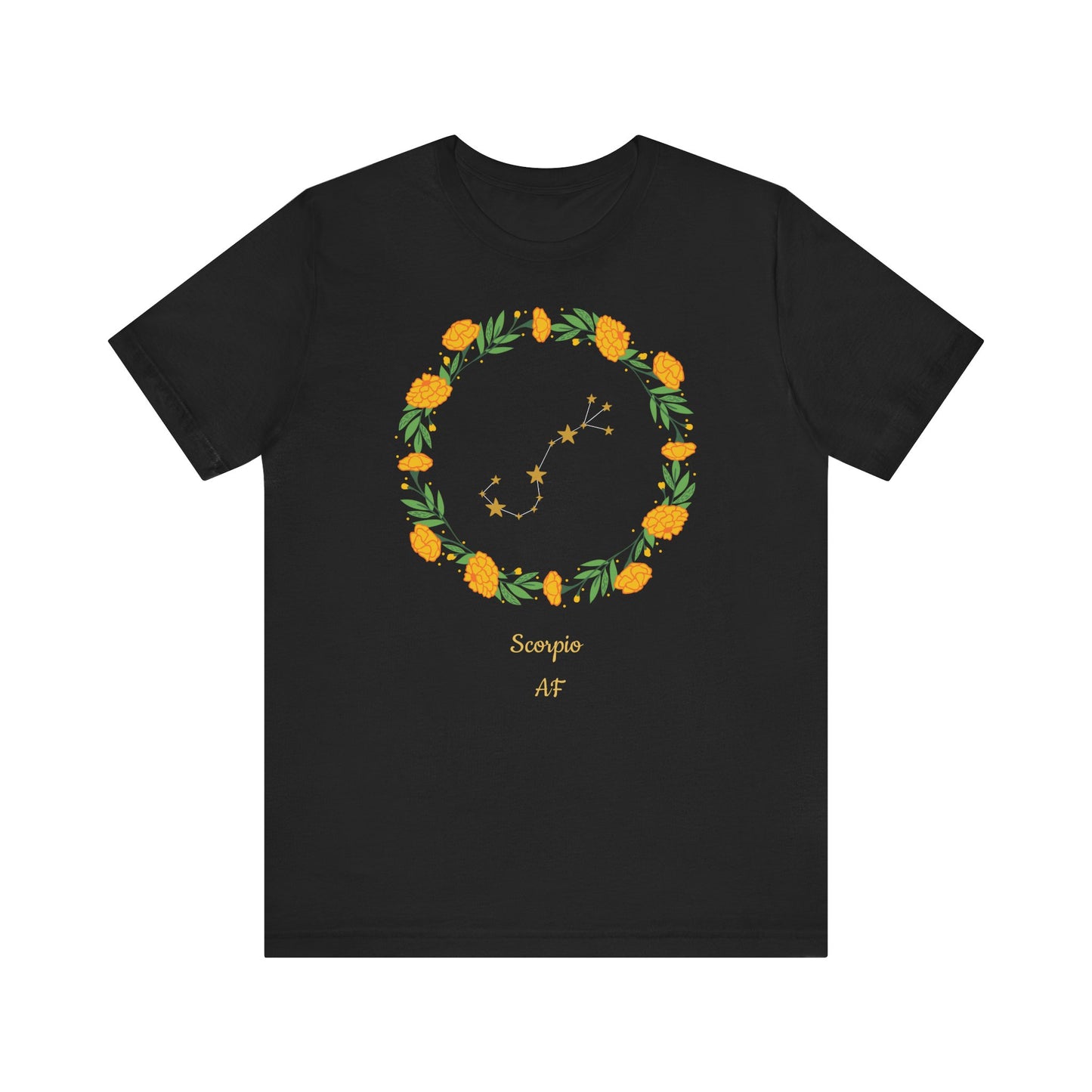 Scorpio Stars & Garland AF T-Shirt | Fun Scorpio T-Shirt | Zodiac T-Shirt | Zodiac Sign Shirt | Astrology | Star Sign | Unisex Jersey Short Sleeve Tee