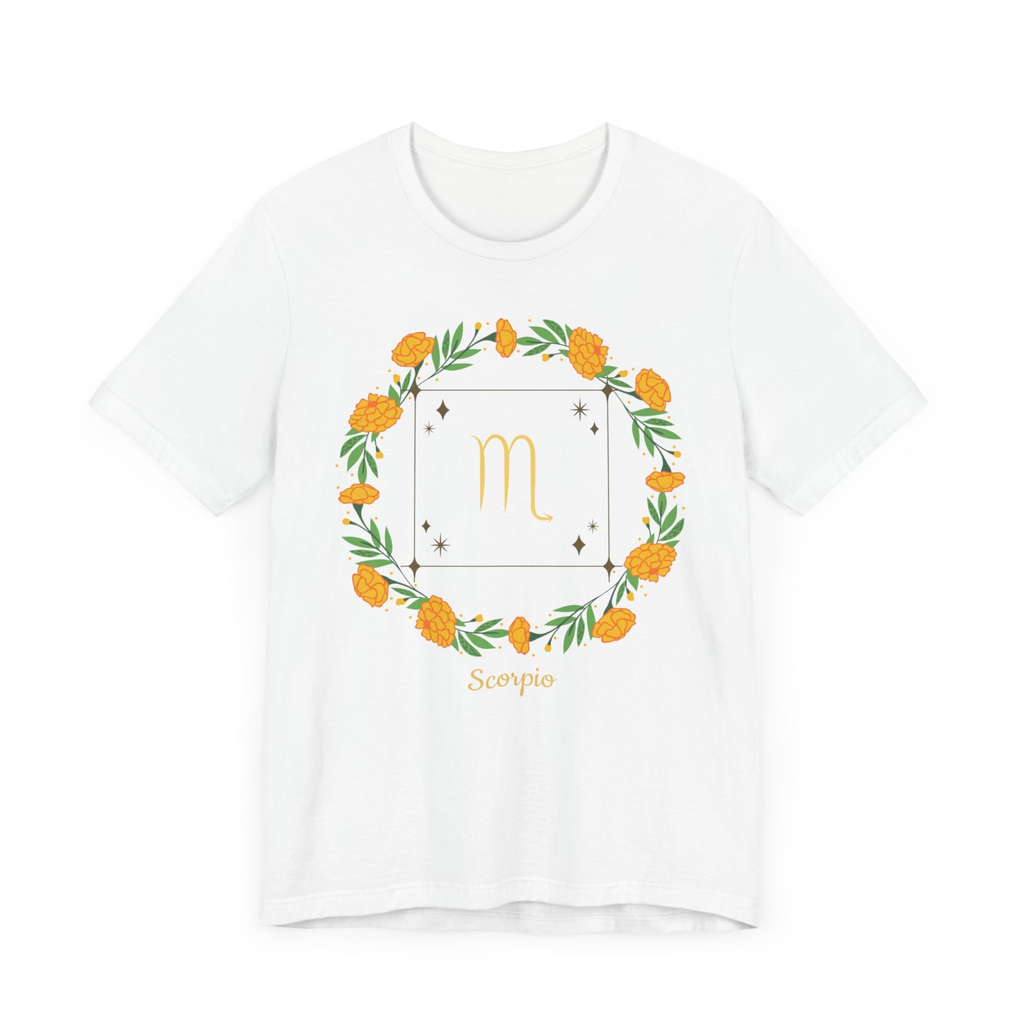 Scorpio Garland Symbol T-Shirt | Fun Scorpio T-Shirt | Zodiac T-Shirt | Zodiac Sign Shirt | Astrology | Star Sign | Unisex Jersey Short Sleeve Tee