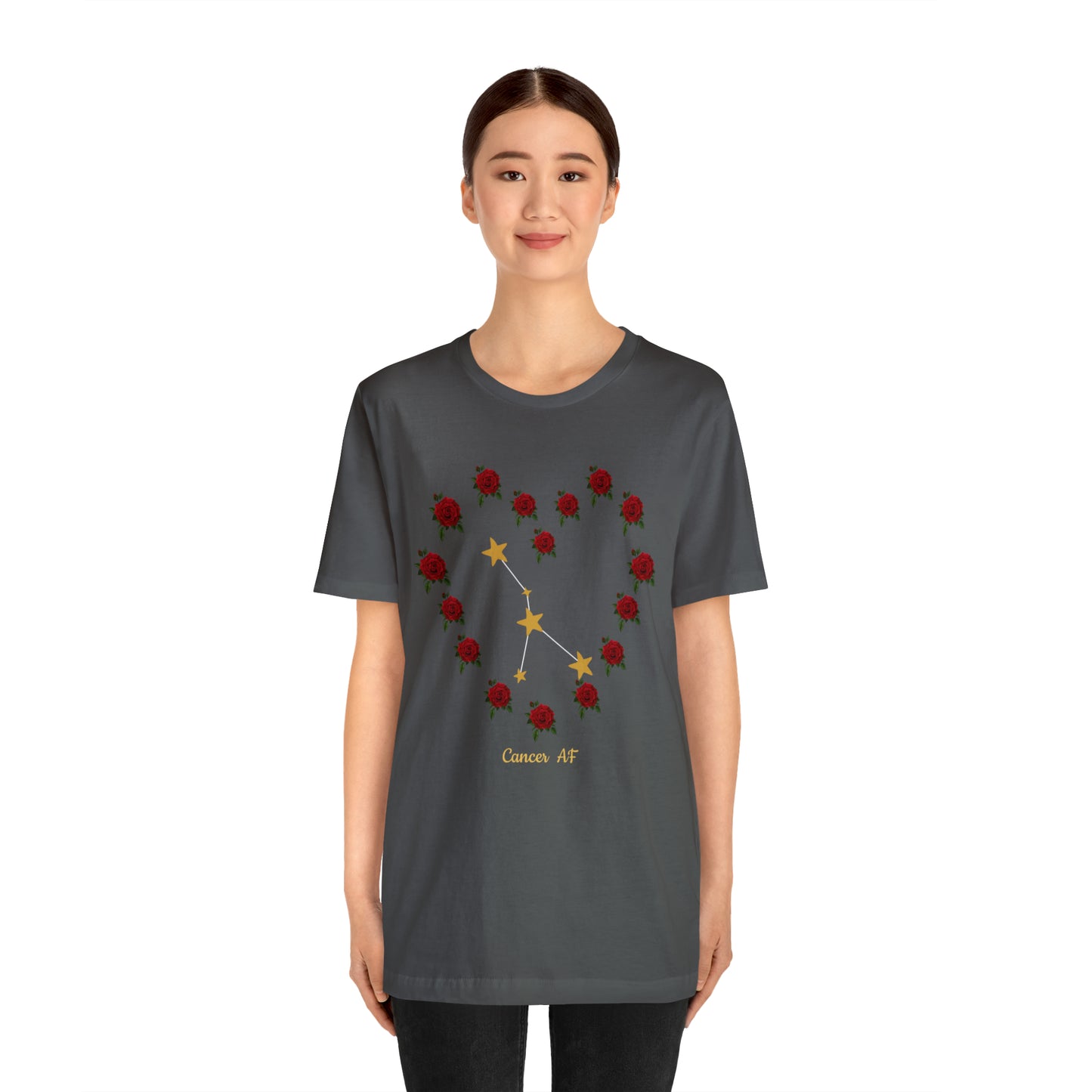Cancer AF Rose T-Shirt | Fun Cancer T-Shirt | Zodiac T-Shirt | Zodiac Sign Shirt | Astrology | Star Sign | Unisex Jersey Short Sleeve Tee